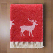 Red Deer Throw | Woven from Pure Wool | Christmas Blanket |