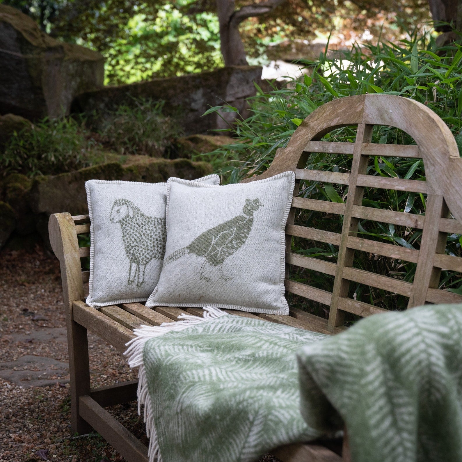 Mossy Green Sheep Cushion Cover | Pure Wool Reversible Pillowcase |