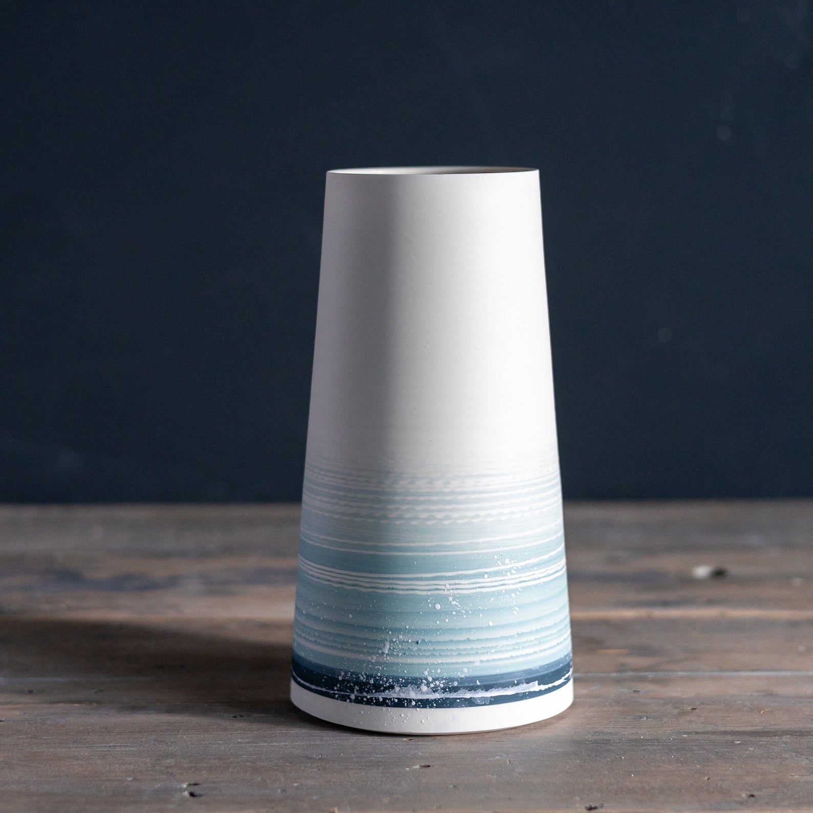Large Handmade Porcelain Ceramic Vase | Blue Seascape |