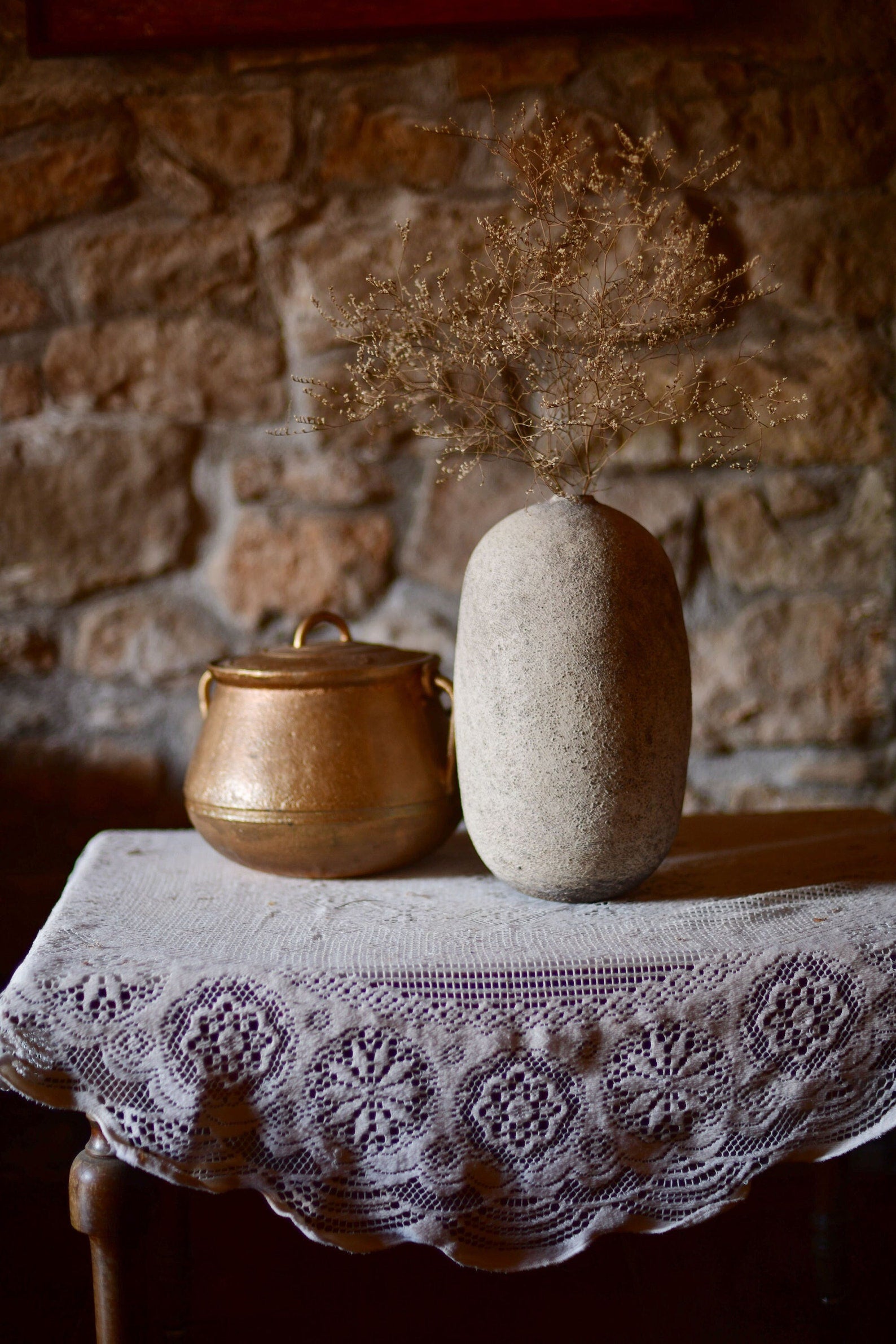 Large Distressed Rustic Ceramic Sculptural Vase