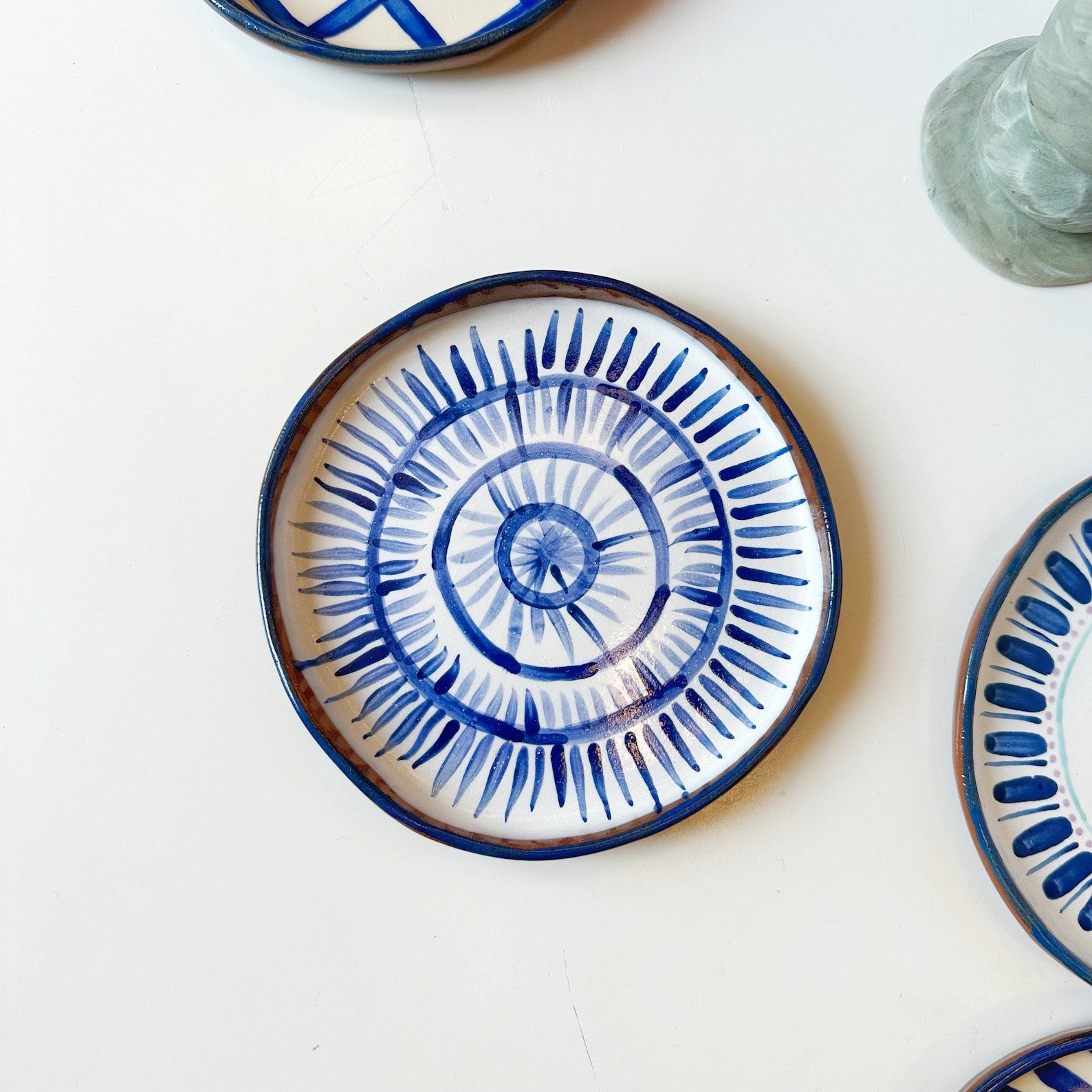 Starry Night Sky Plate - Handcrafted Wonder in Brown, White, and Blue