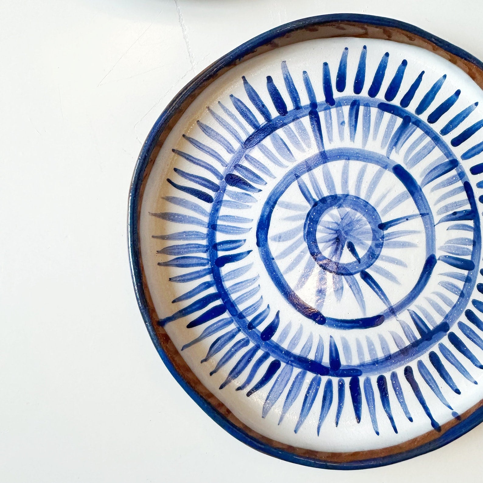 Starry Night Sky Plate - Handcrafted Wonder in Brown, White, and Blue