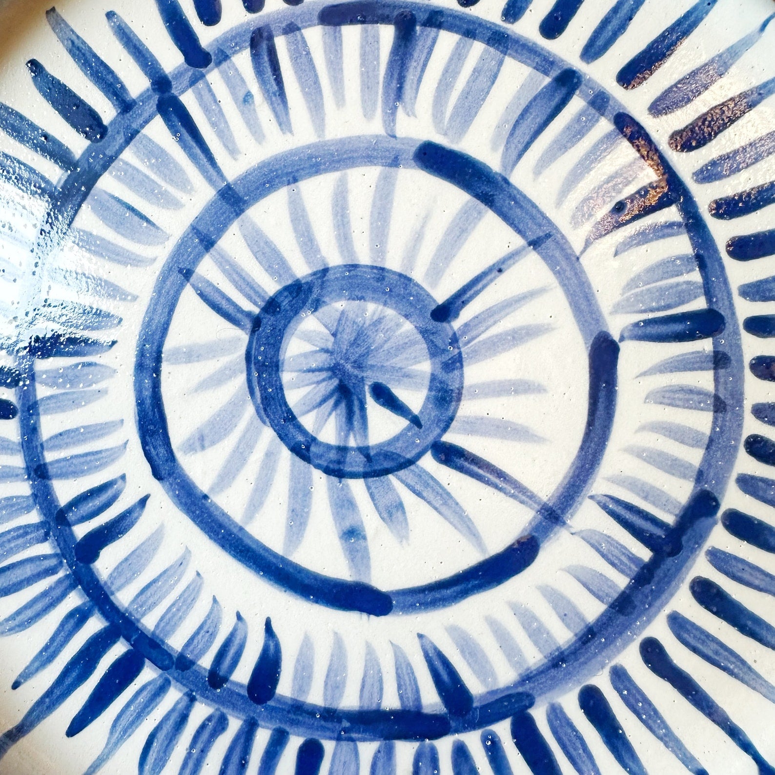 Starry Night Sky Plate - Handcrafted Wonder in Brown, White, and Blue