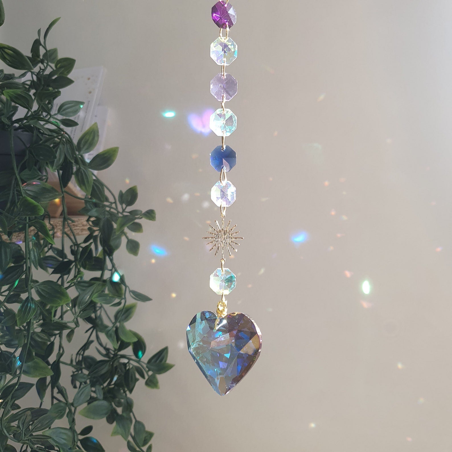 Crystal Heart Suncatcher - Rainbow - Hanging Decoration