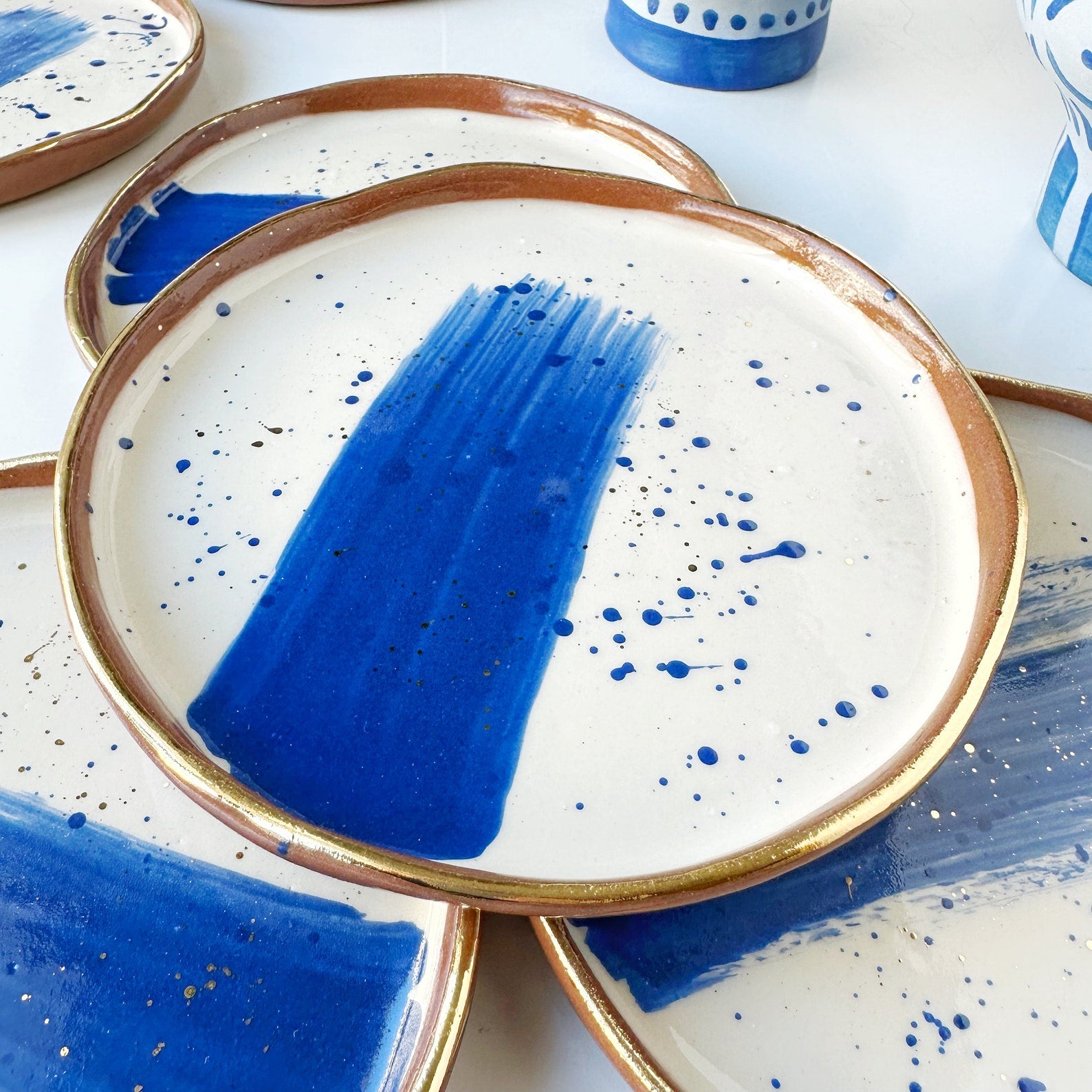 Blue Brushstroke Plate