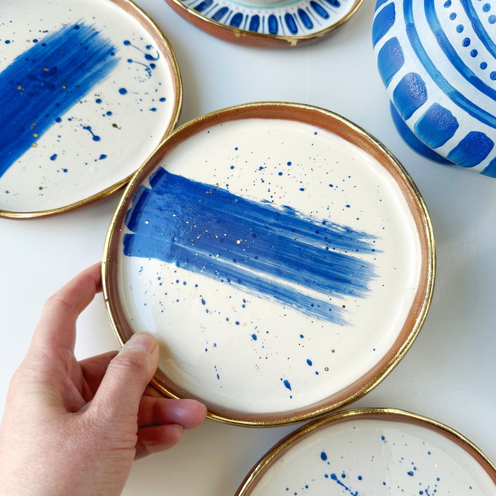 Blue Brushstroke Plate