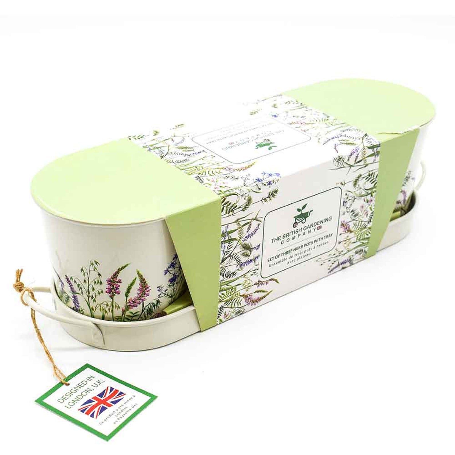 Gardening Company Set of 3 Floral Design Metal Planters with Tray