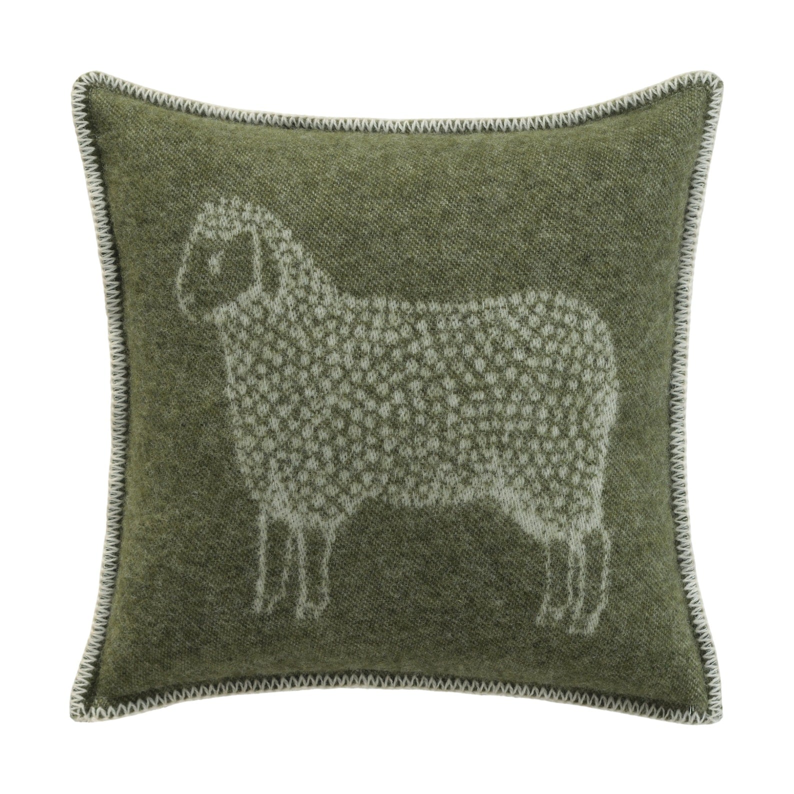 Mossy Green Sheep Cushion Cover | Pure Wool Reversible Pillowcase |