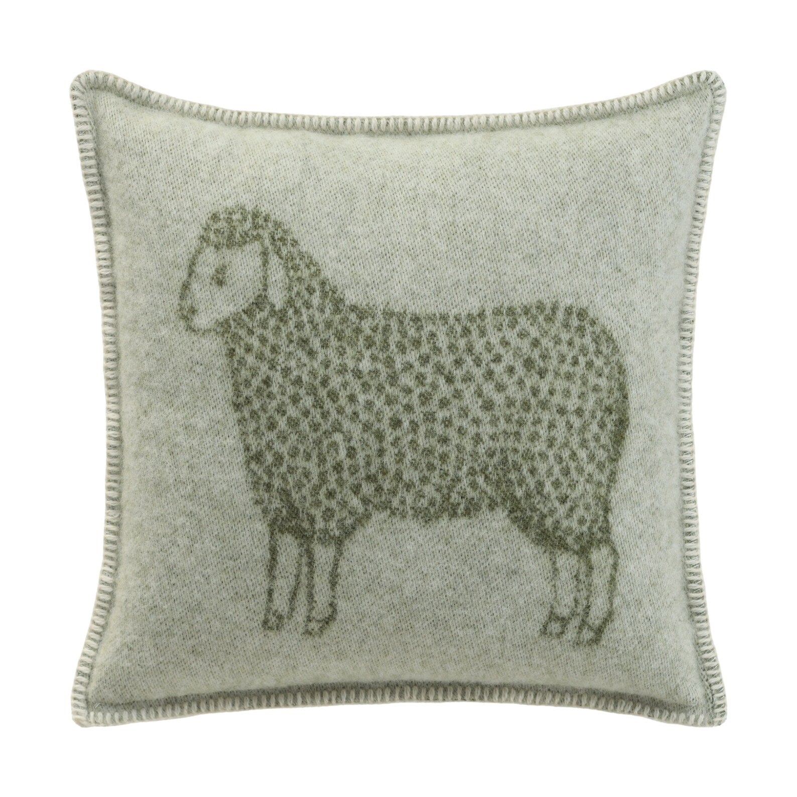 Mossy Green Sheep Cushion Cover | Pure Wool Reversible Pillowcase |