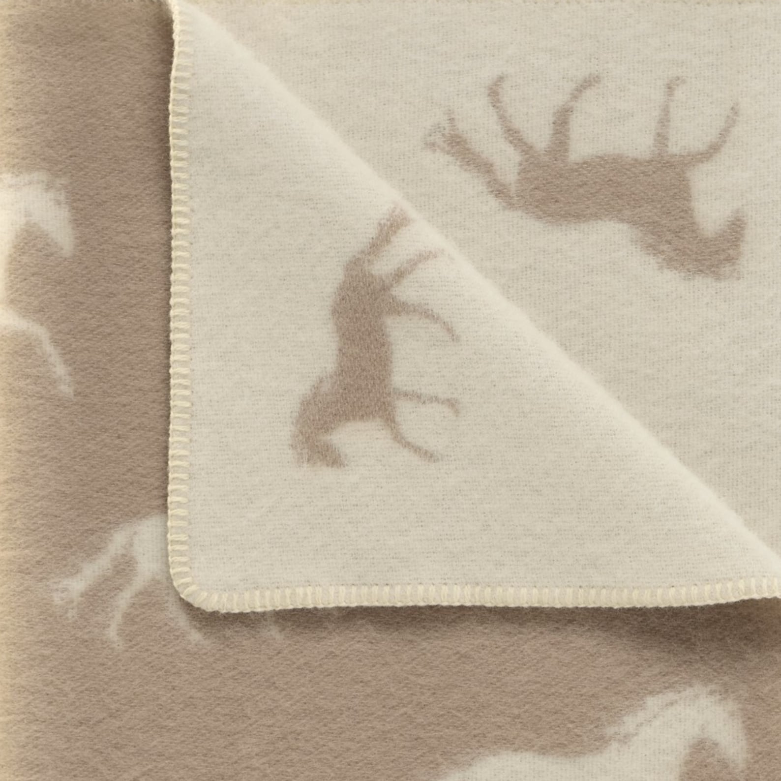 Horses Small Blanket | Brown Reversible Wool Throw | Baby Shower Gift