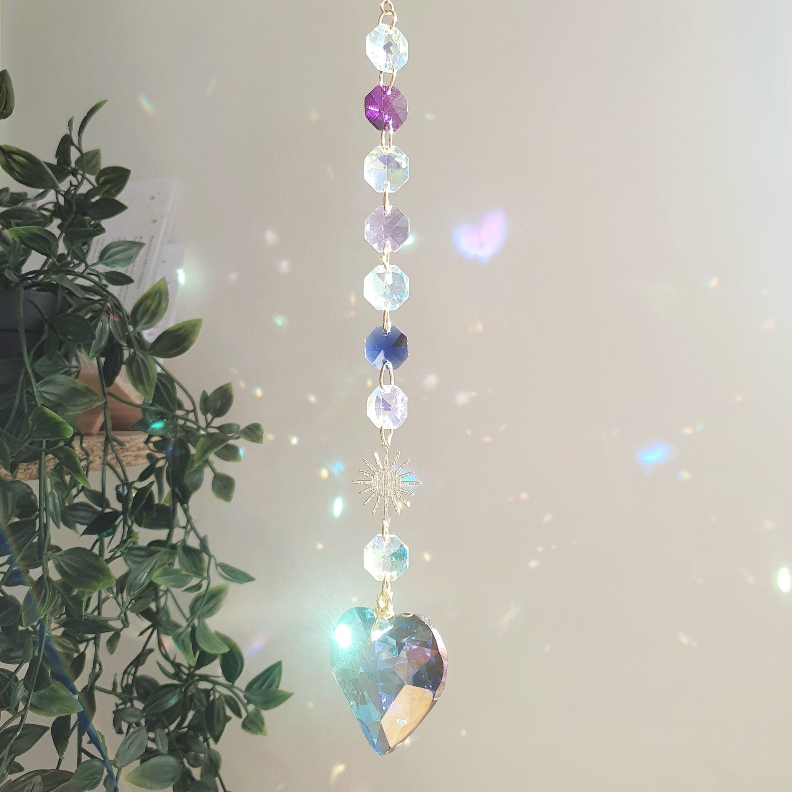 Crystal Heart Suncatcher - Rainbow - Hanging Decoration