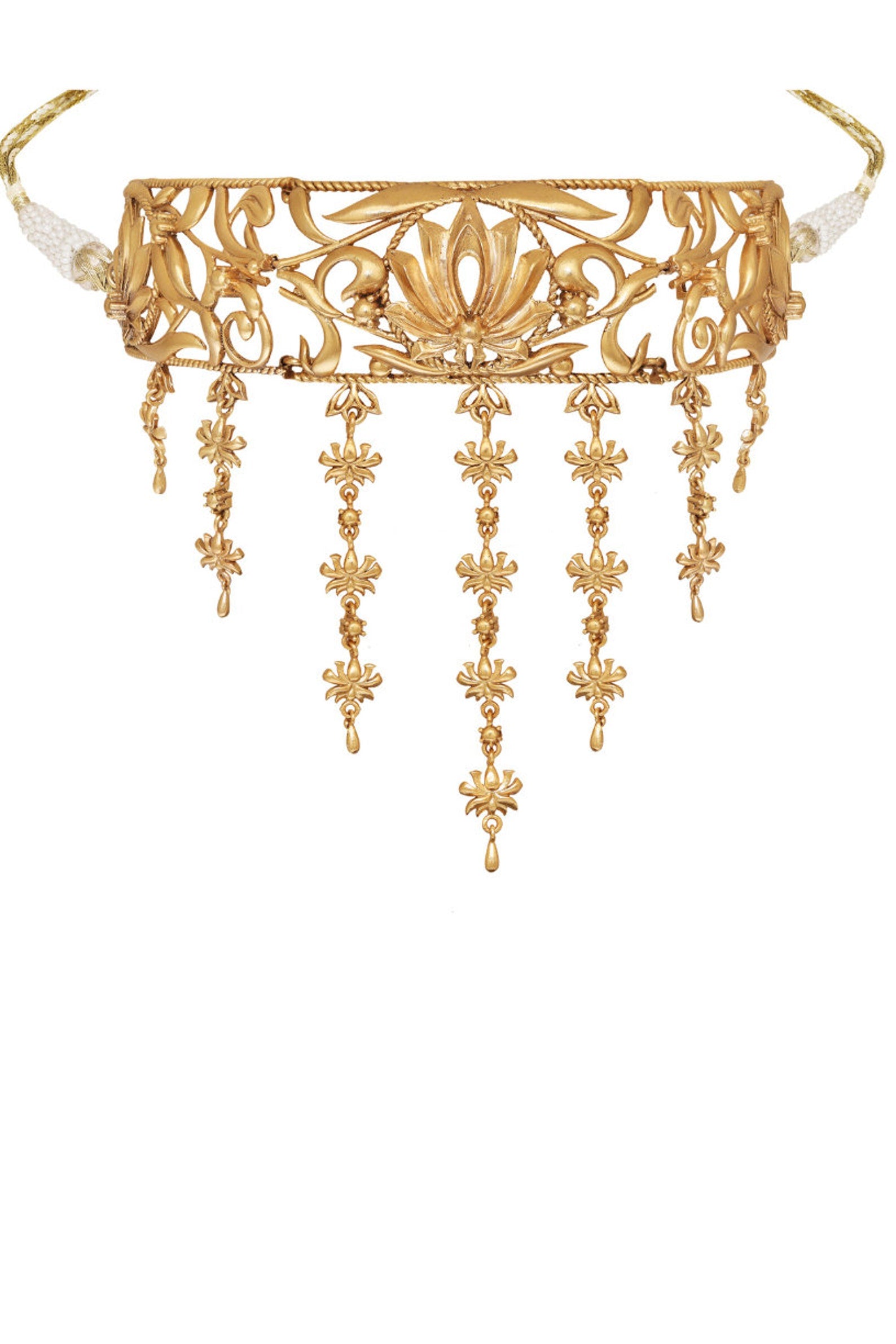 Gold Filigree Choker Necklace- Statement Floral Choker Necklace