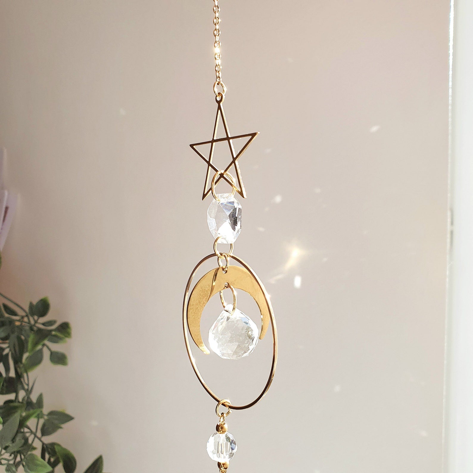 MINISTAR Moon Suncatcher – Feng Shui Crystal Suncatcher