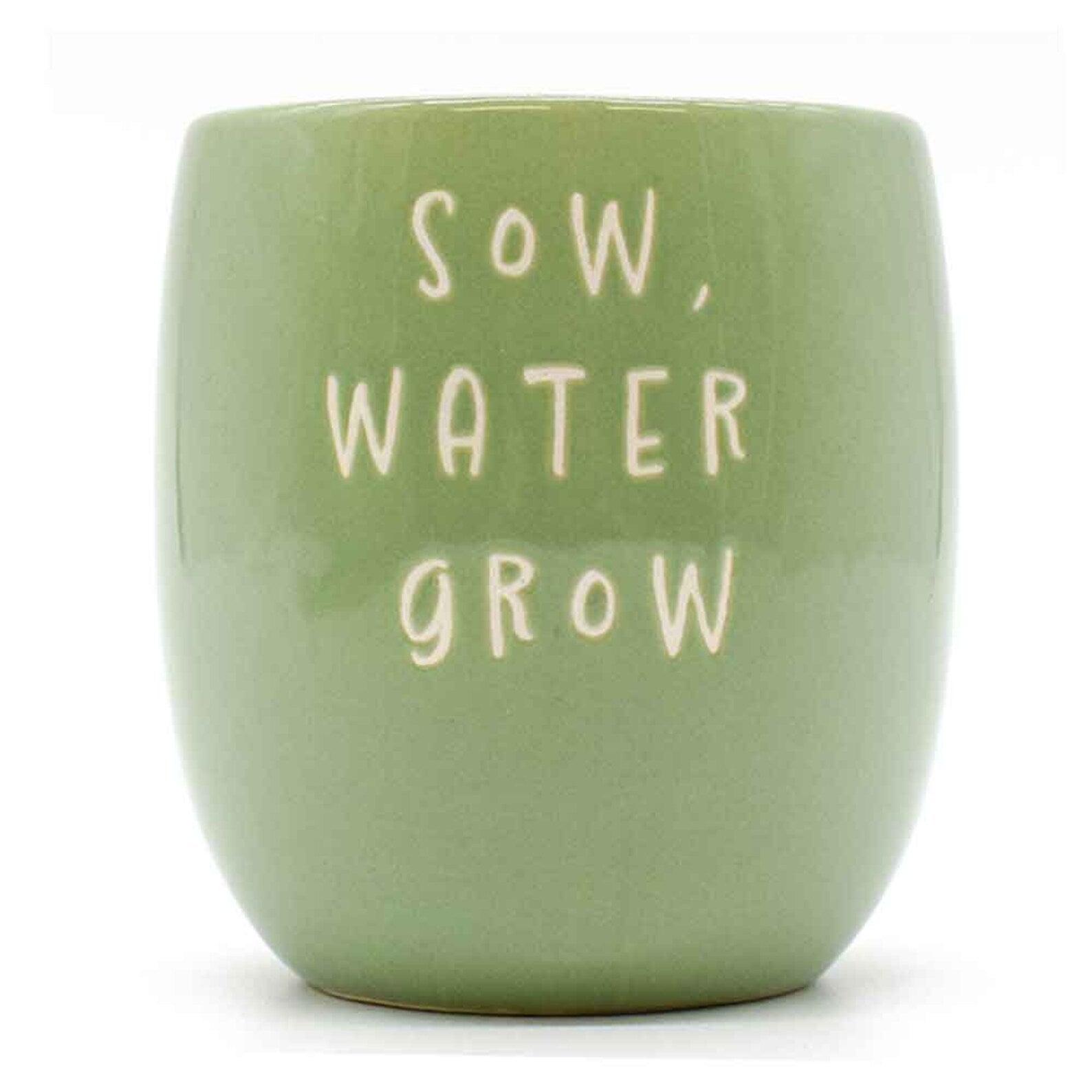 Set of 3 Slogan Ceramic Indoor Planters with Matching Tray