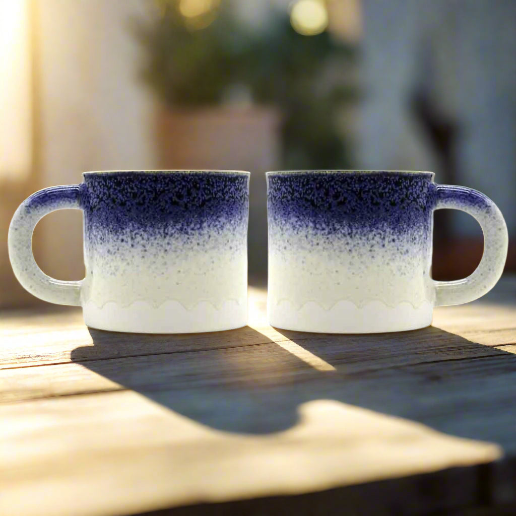 Set of 2 Terra Fusion 480ml Reactive Wave Glazed Ceramic Mugs