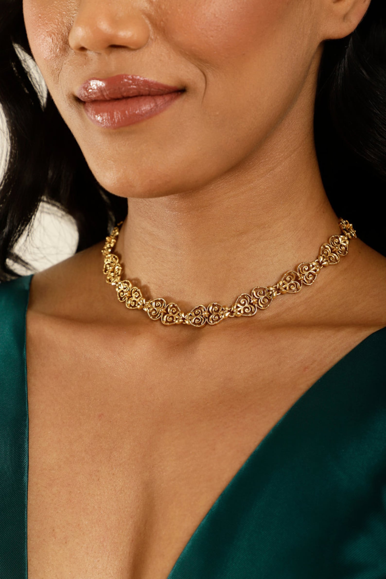 Gold choker necklace for destination wedding