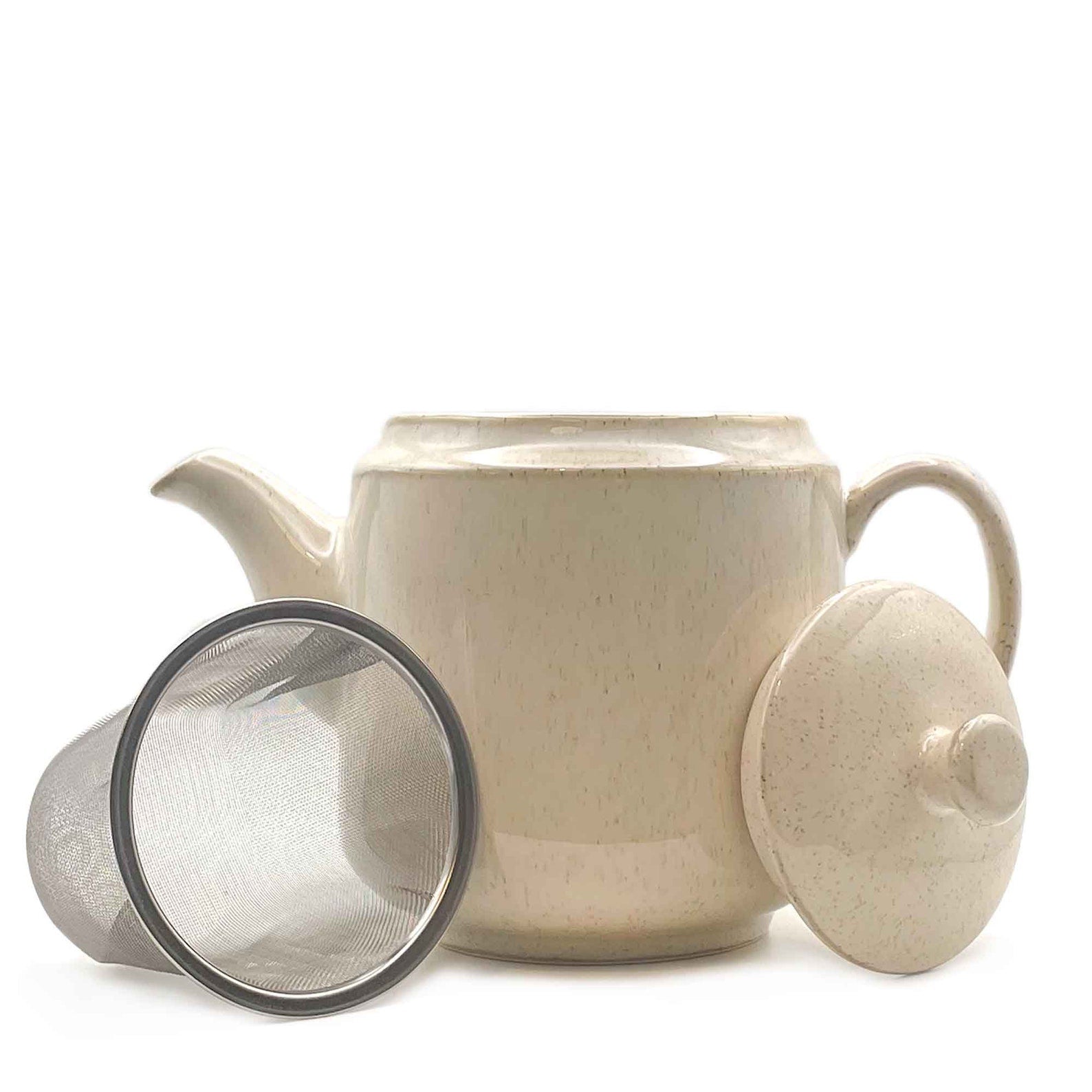 1 Litre Fredriksberg Cream Ceramic Designer Teapot with Stainless Steel Infuser