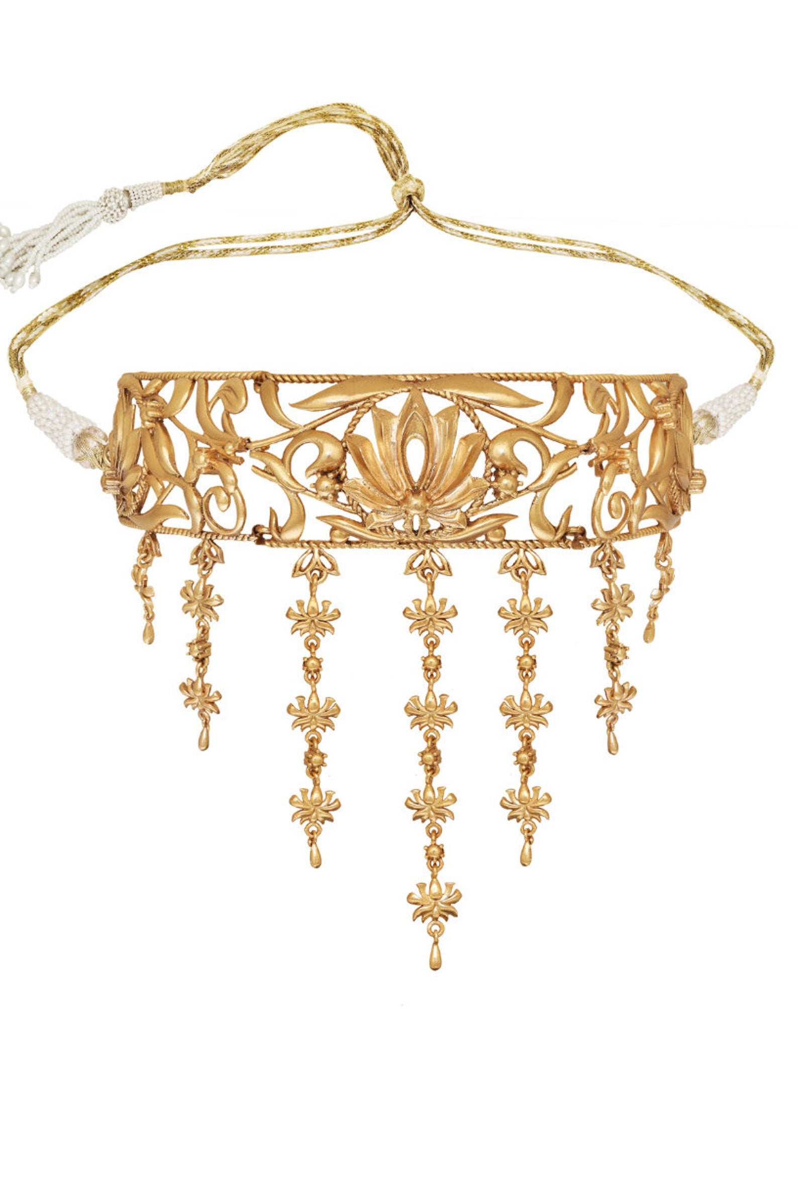 Gold Filigree Choker Necklace- Statement Floral Choker Necklace