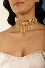 Gold Filigree Choker Necklace- Statement Floral Choker Necklace