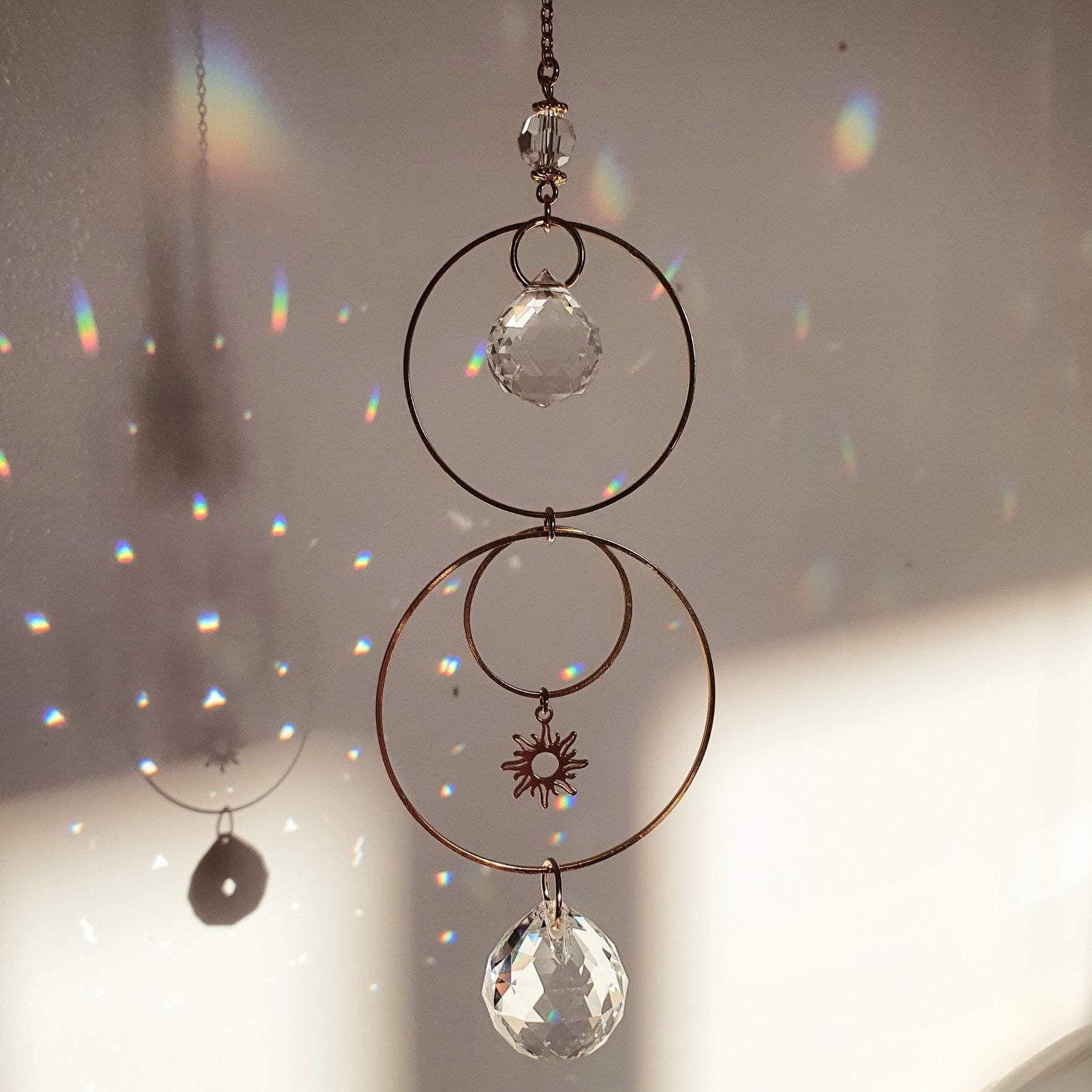 Mini Crystal Suncatcher SUN – Feng Shui Suncatcher – Rainbow Maker