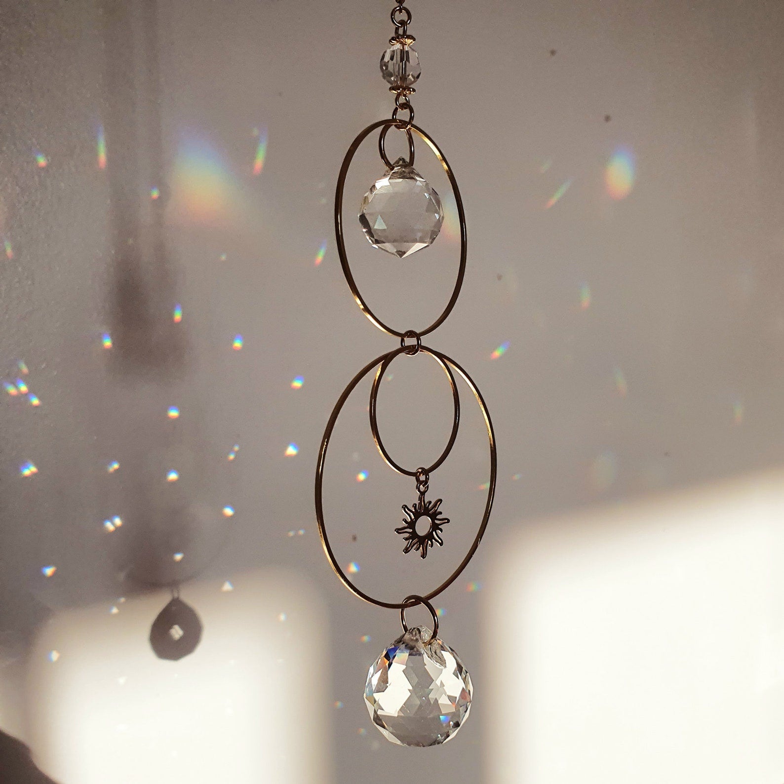 Mini Crystal Suncatcher SUN – Feng Shui Suncatcher – Rainbow Maker