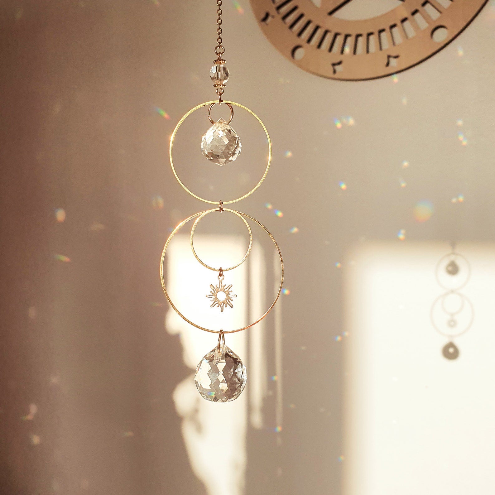 Mini Crystal Suncatcher SUN – Feng Shui Suncatcher – Rainbow Maker