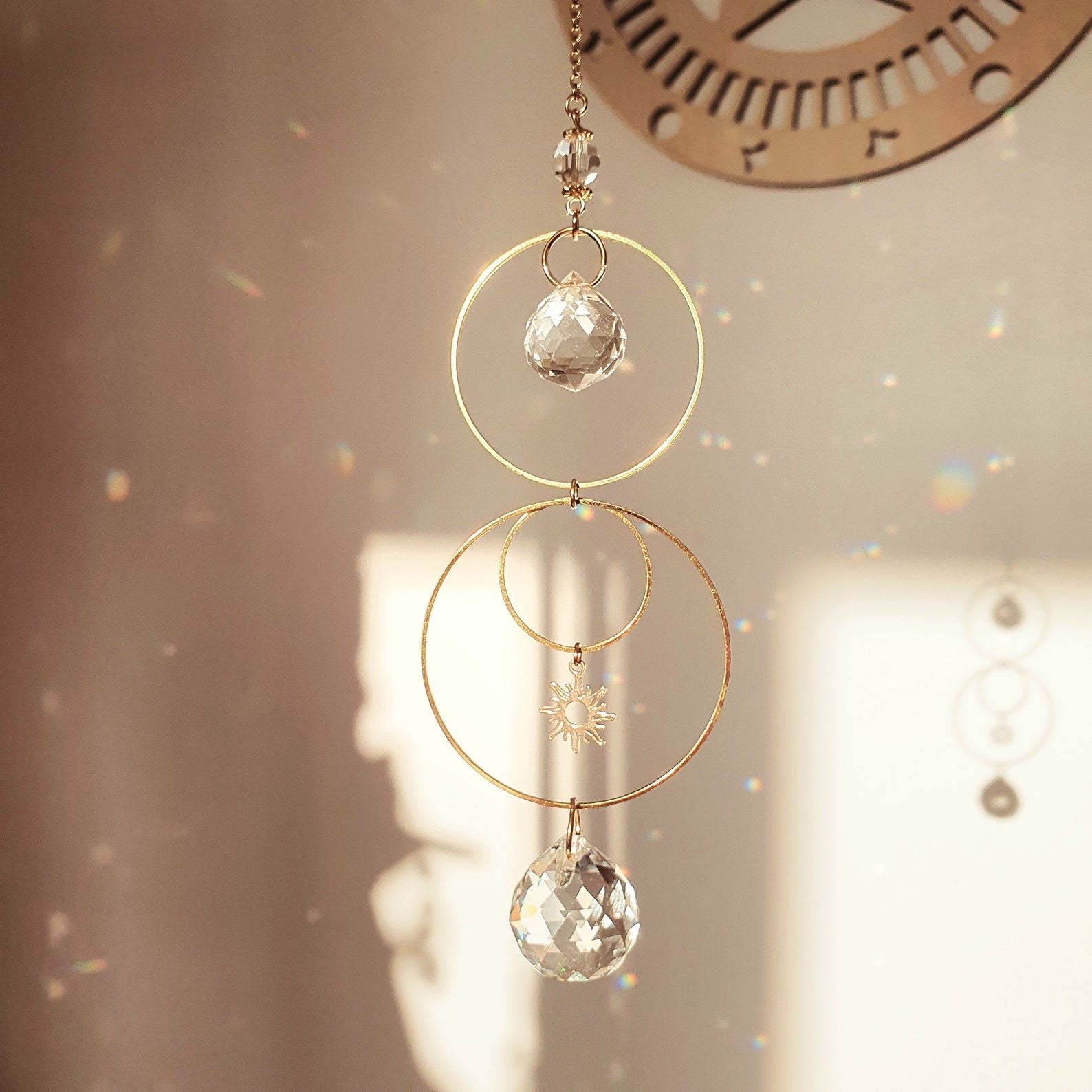 Mini Crystal Suncatcher SUN – Feng Shui Suncatcher – Rainbow Maker