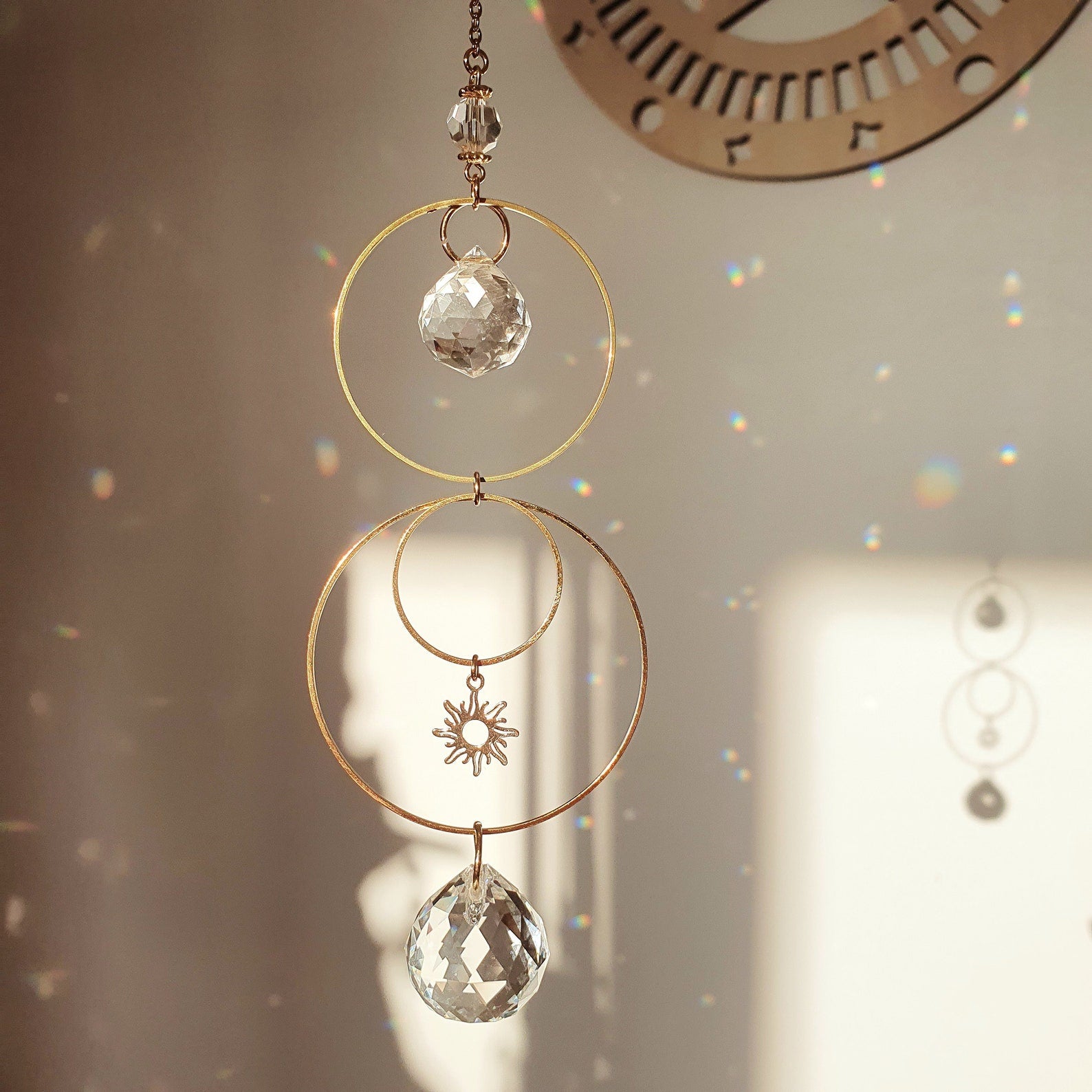 Mini Crystal Suncatcher SUN – Feng Shui Suncatcher – Rainbow Maker