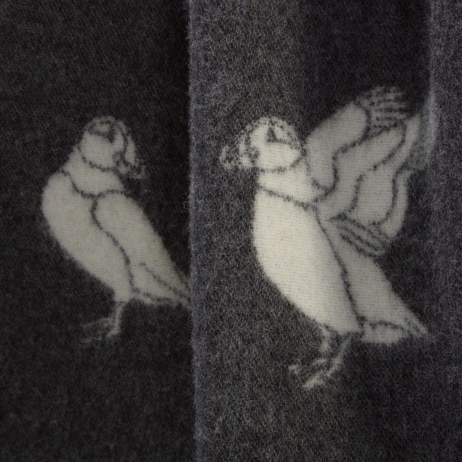 Puffin Wool Blanket | Soft Black and Off White Throw |