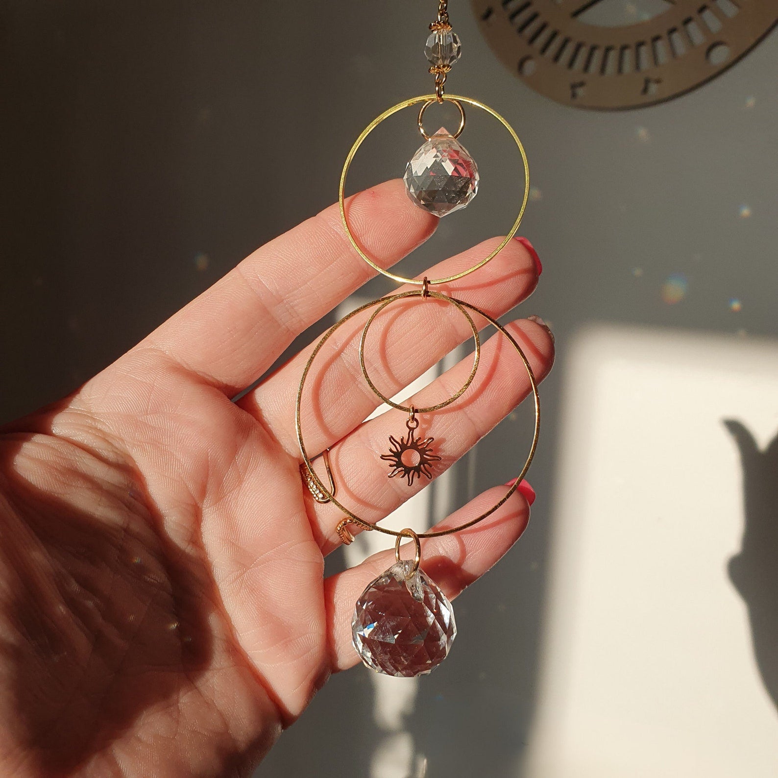 Mini Crystal Suncatcher SUN – Feng Shui Suncatcher – Rainbow Maker