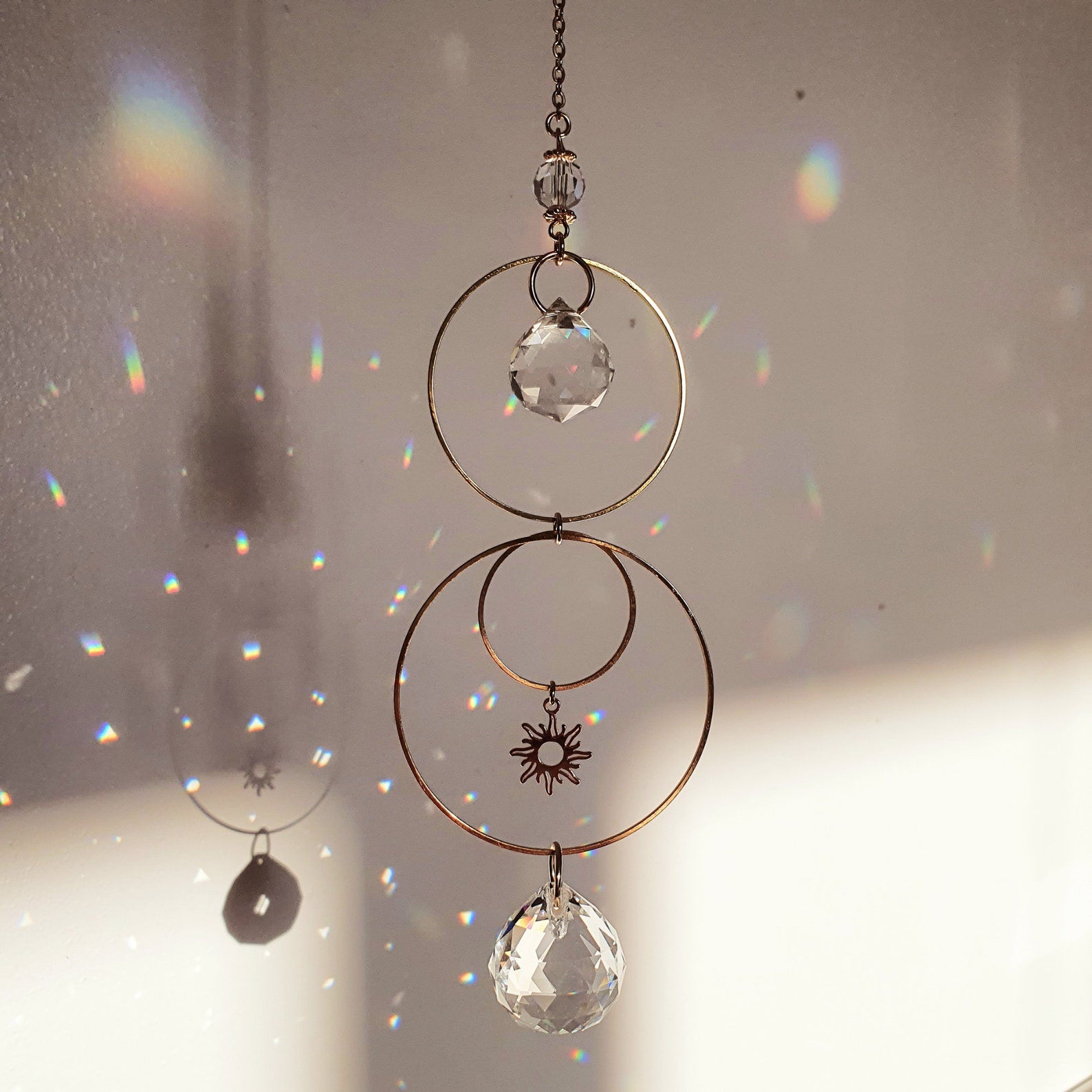 Mini Crystal Suncatcher SUN – Feng Shui Suncatcher – Rainbow Maker