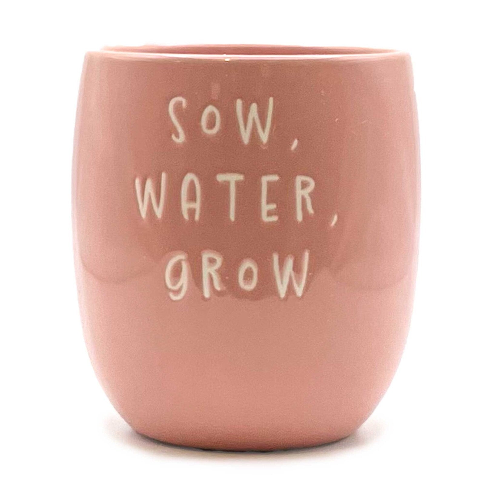 Set of 3 Slogan Ceramic Indoor Planters with Matching Tray