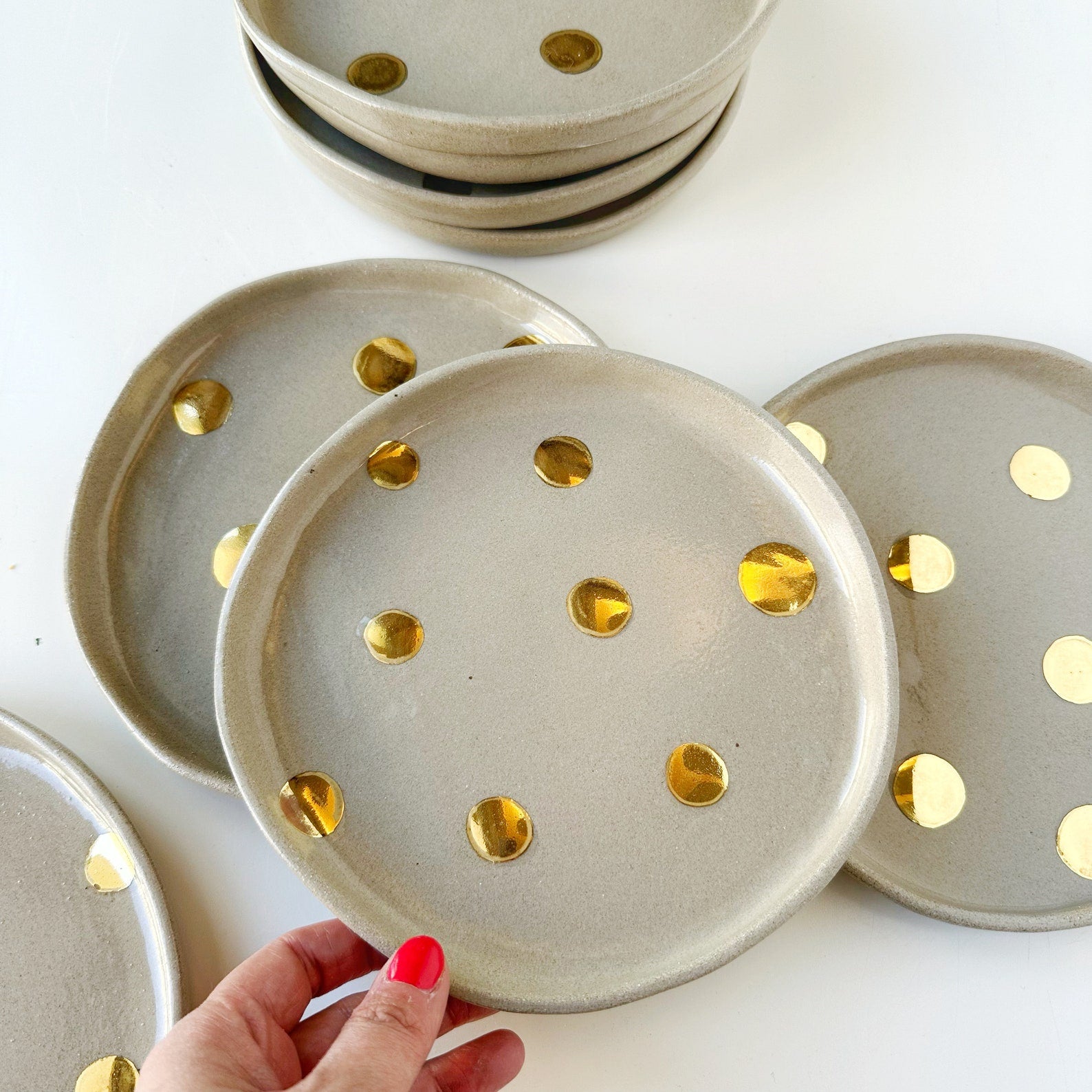 Gold Confetti Handcrafted Stoneware Plate with Gold Accents