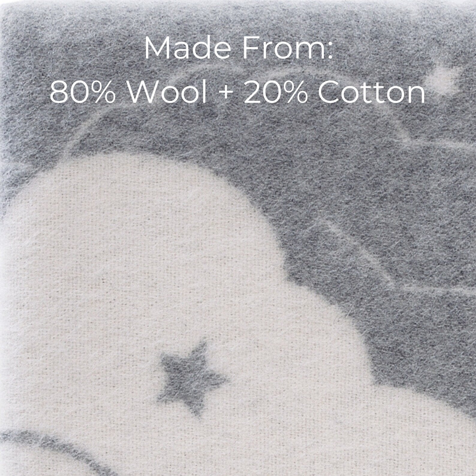 Stars Clouds Small Blanket | Grey Reversible Wool Throw |