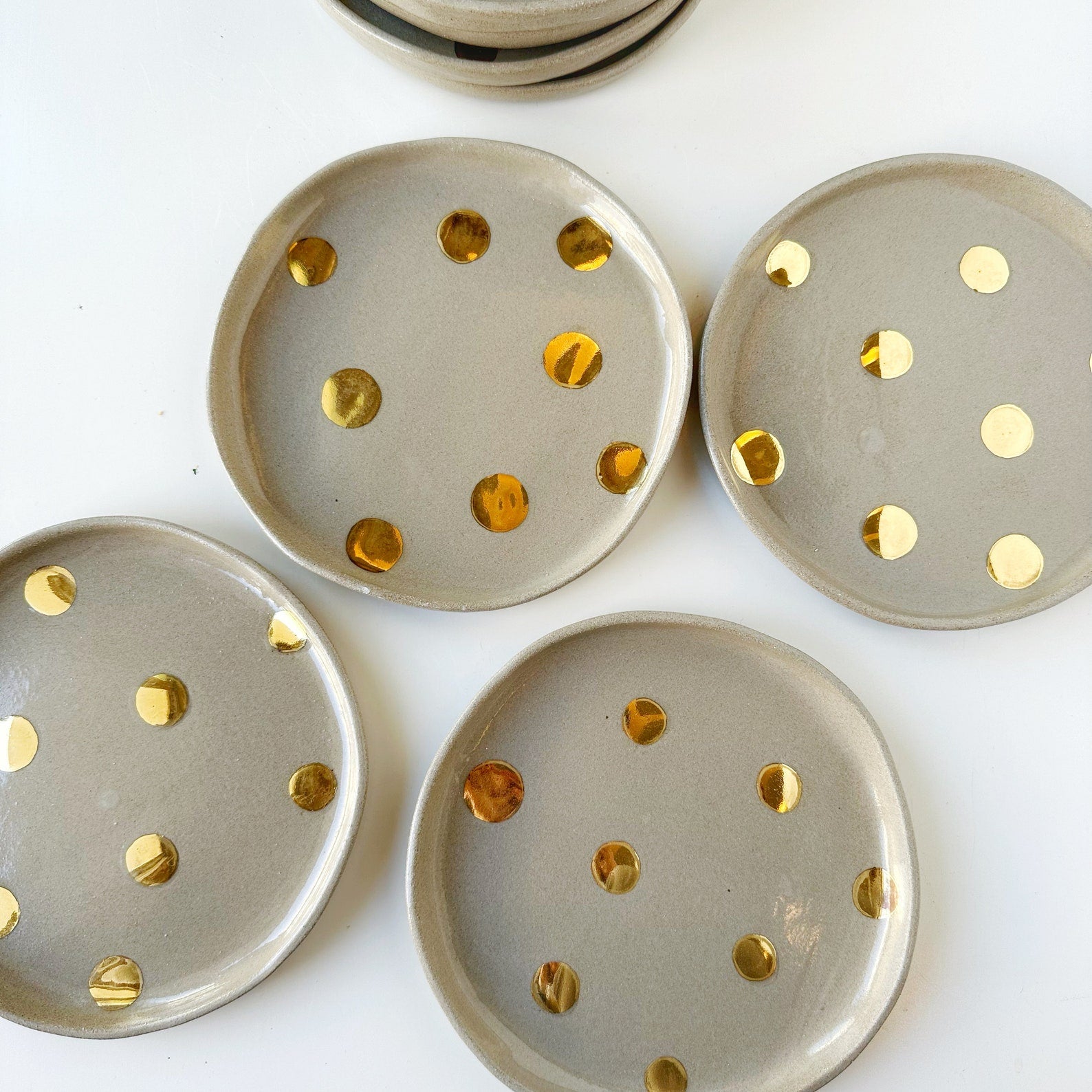 Gold Confetti Handcrafted Stoneware Plate with Gold Accents