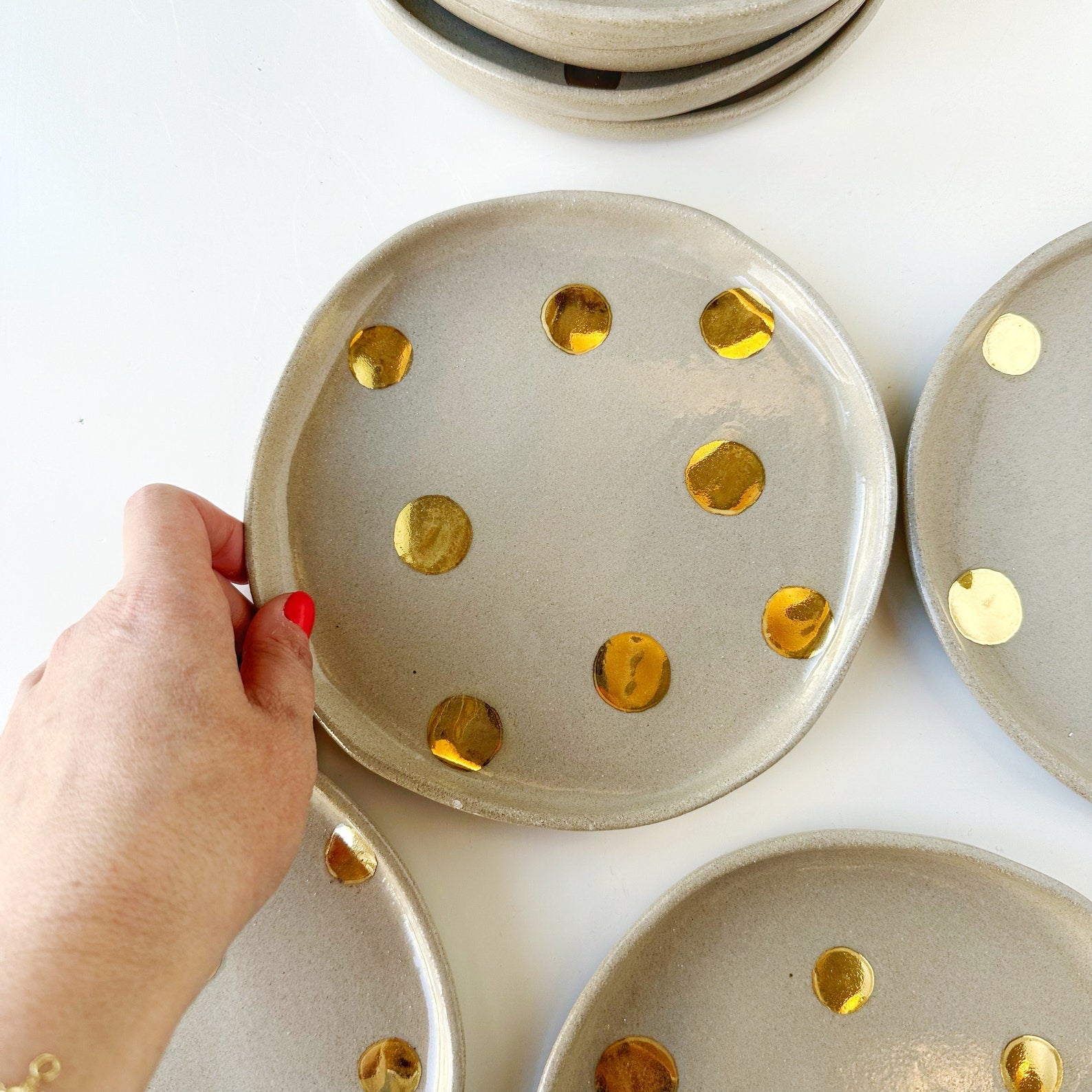 Gold Confetti Handcrafted Stoneware Plate with Gold Accents