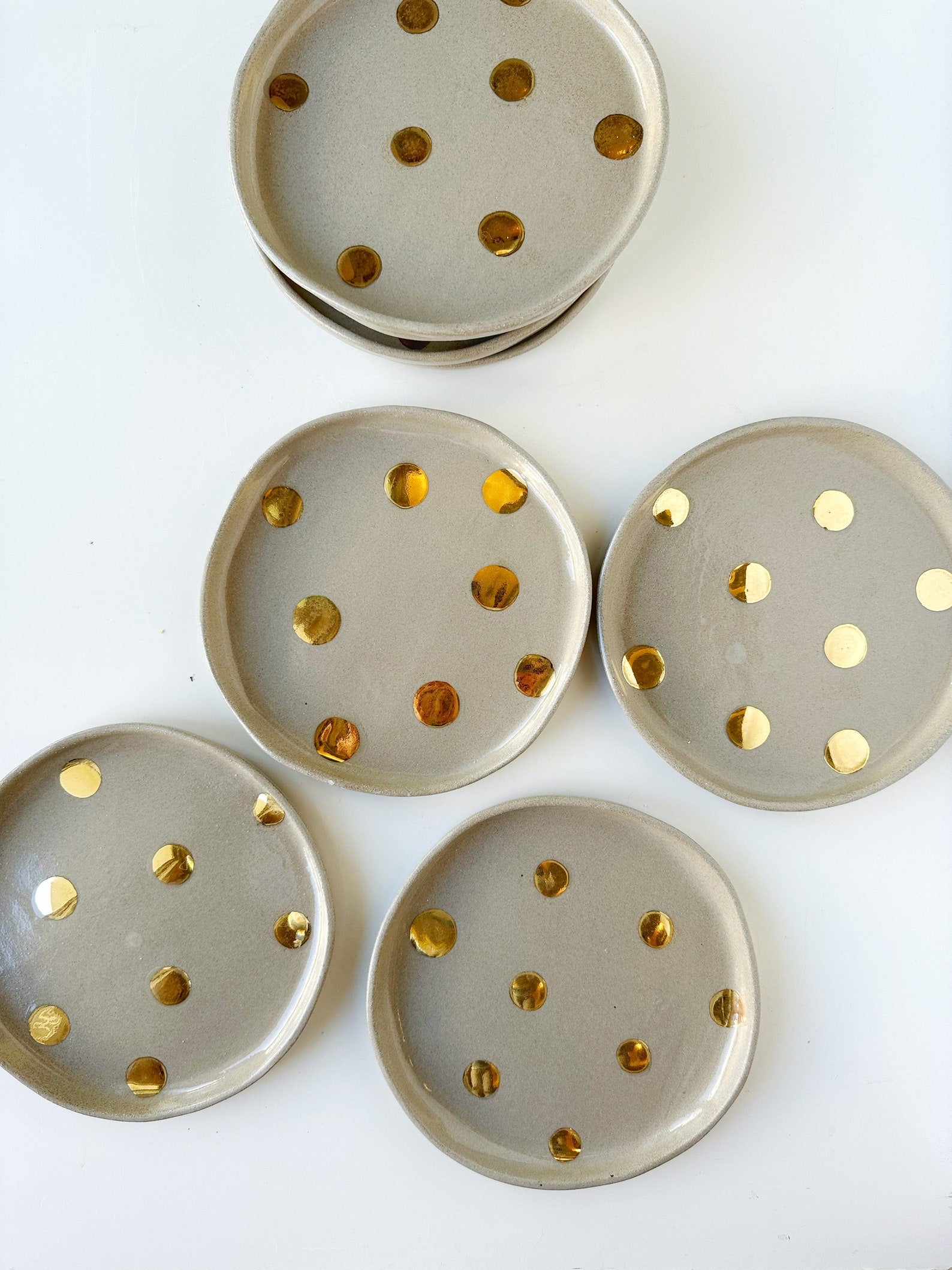 Gold Confetti Handcrafted Stoneware Plate with Gold Accents