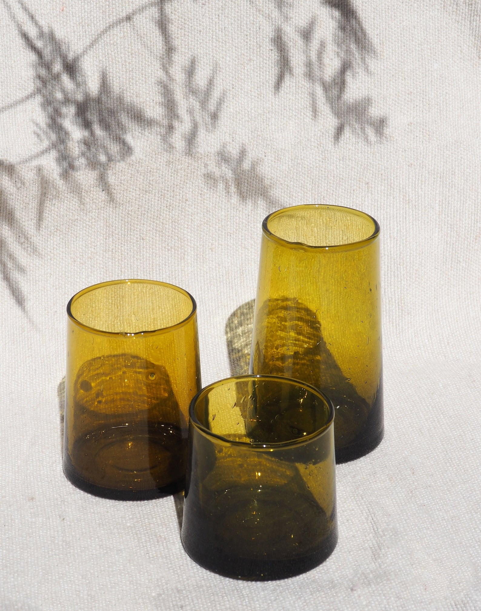 Recycled Moroccan Amber Highball Glasses - Set of 6