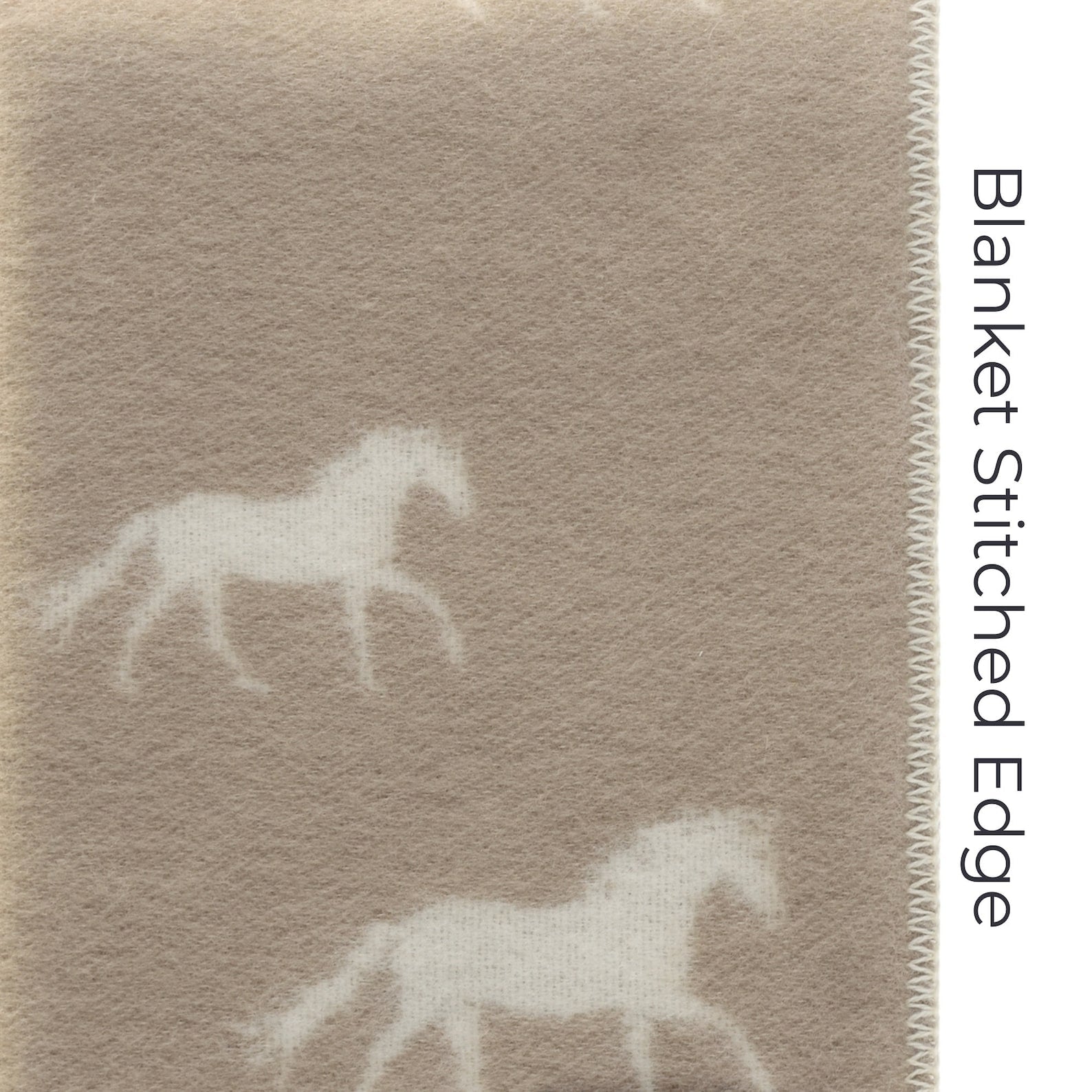 Horses Small Blanket | Brown Reversible Wool Throw | Baby Shower Gift