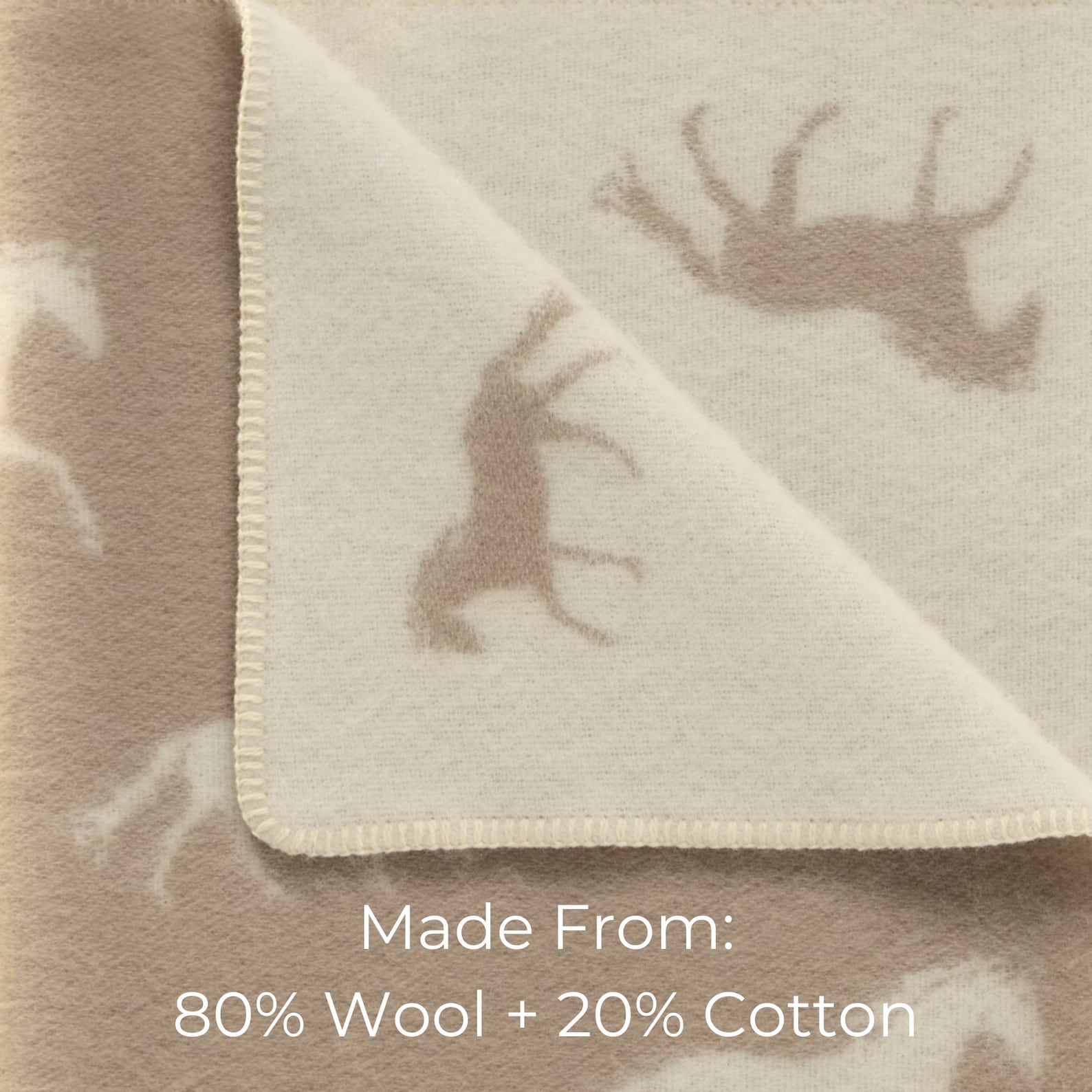 Horses Small Blanket | Brown Reversible Wool Throw | Baby Shower Gift