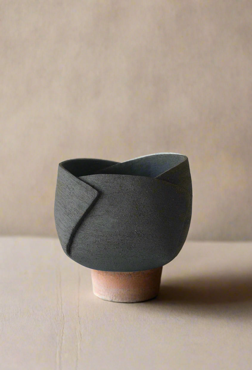 Original modern natural art ceramic black vase