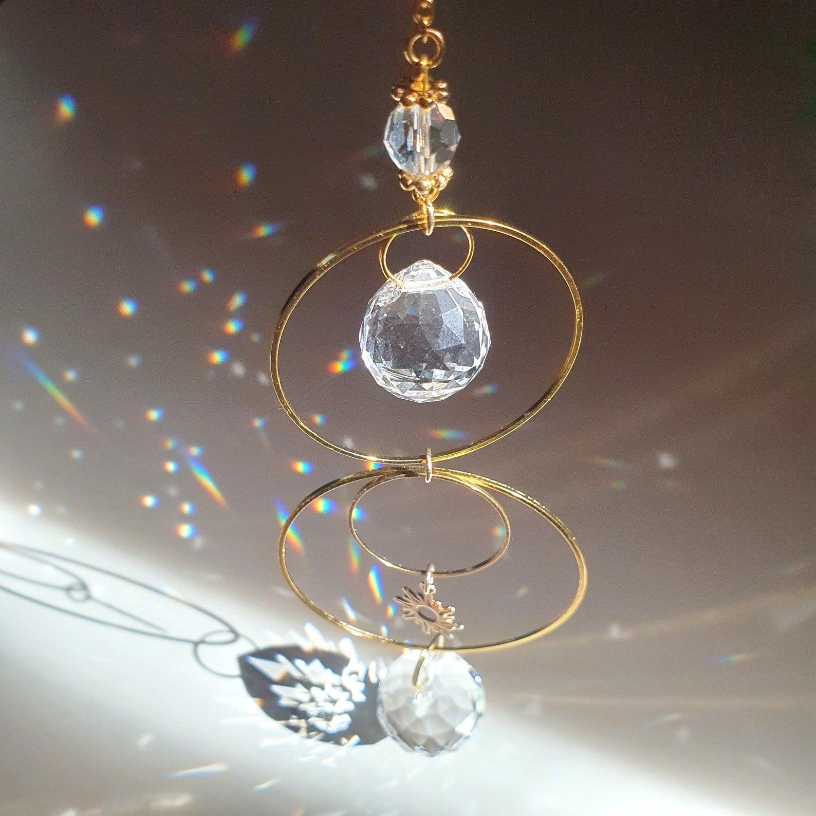 Mini Crystal Suncatcher SUN – Feng Shui Suncatcher – Rainbow Maker