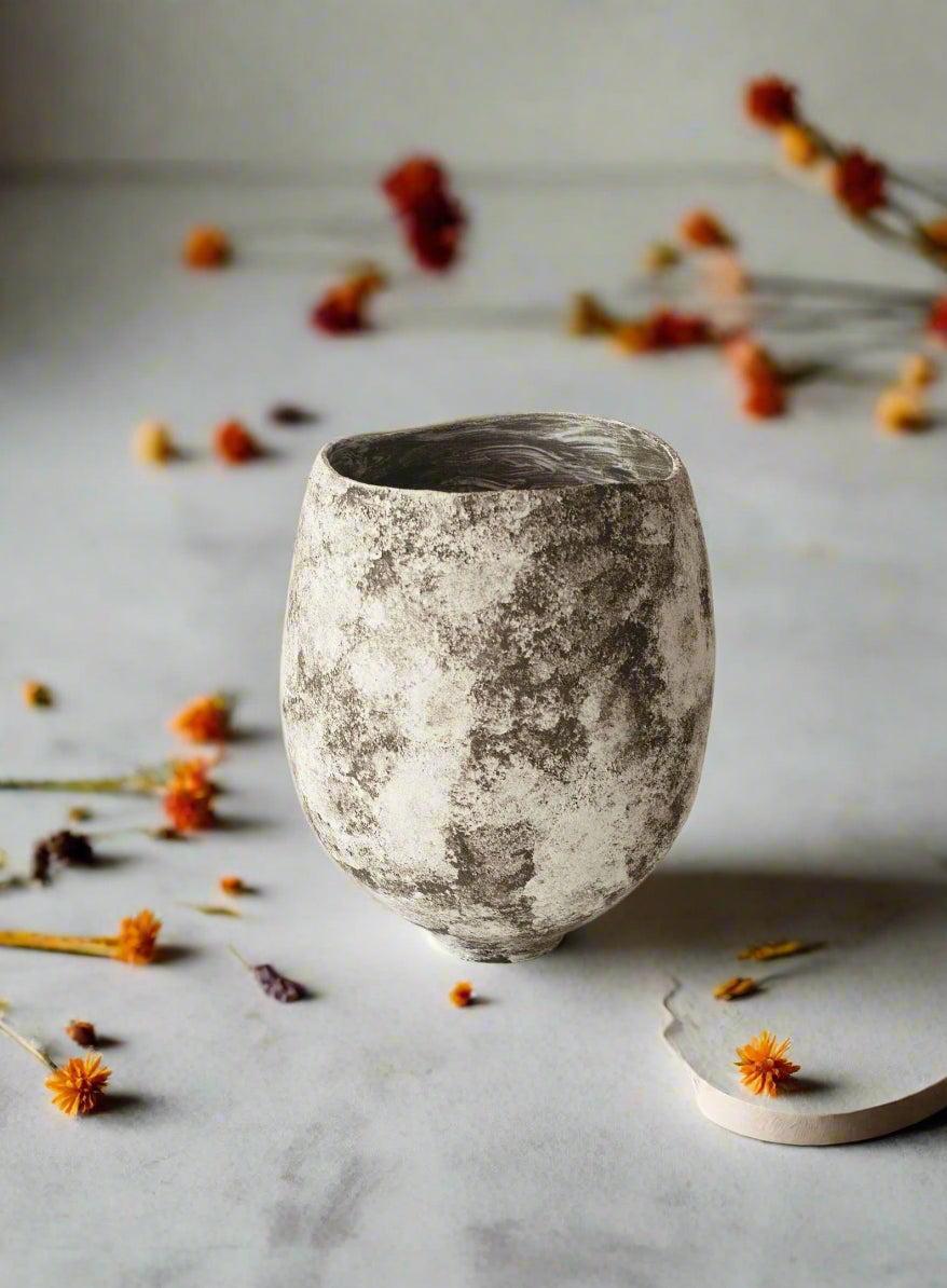 Black and white wabi sabi vase
