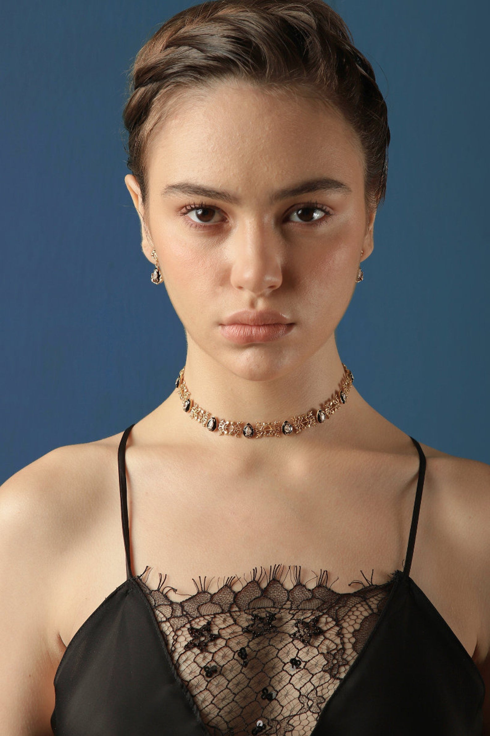Minimal Vintage Choker-Enamel Choker Necklace-Antique Choker