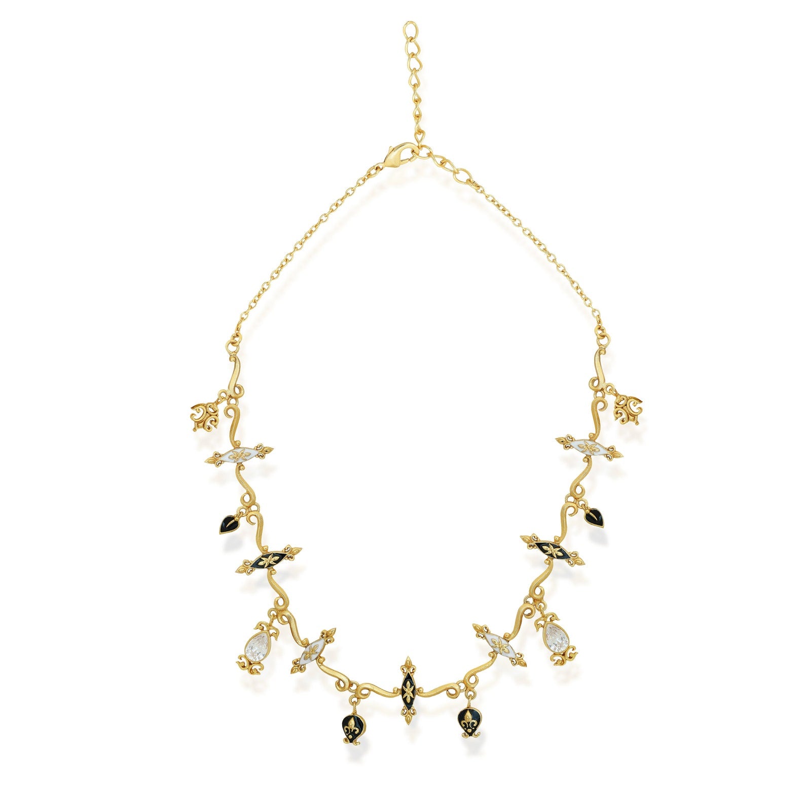 Statement Vintage Charm Necklace-  Black & white