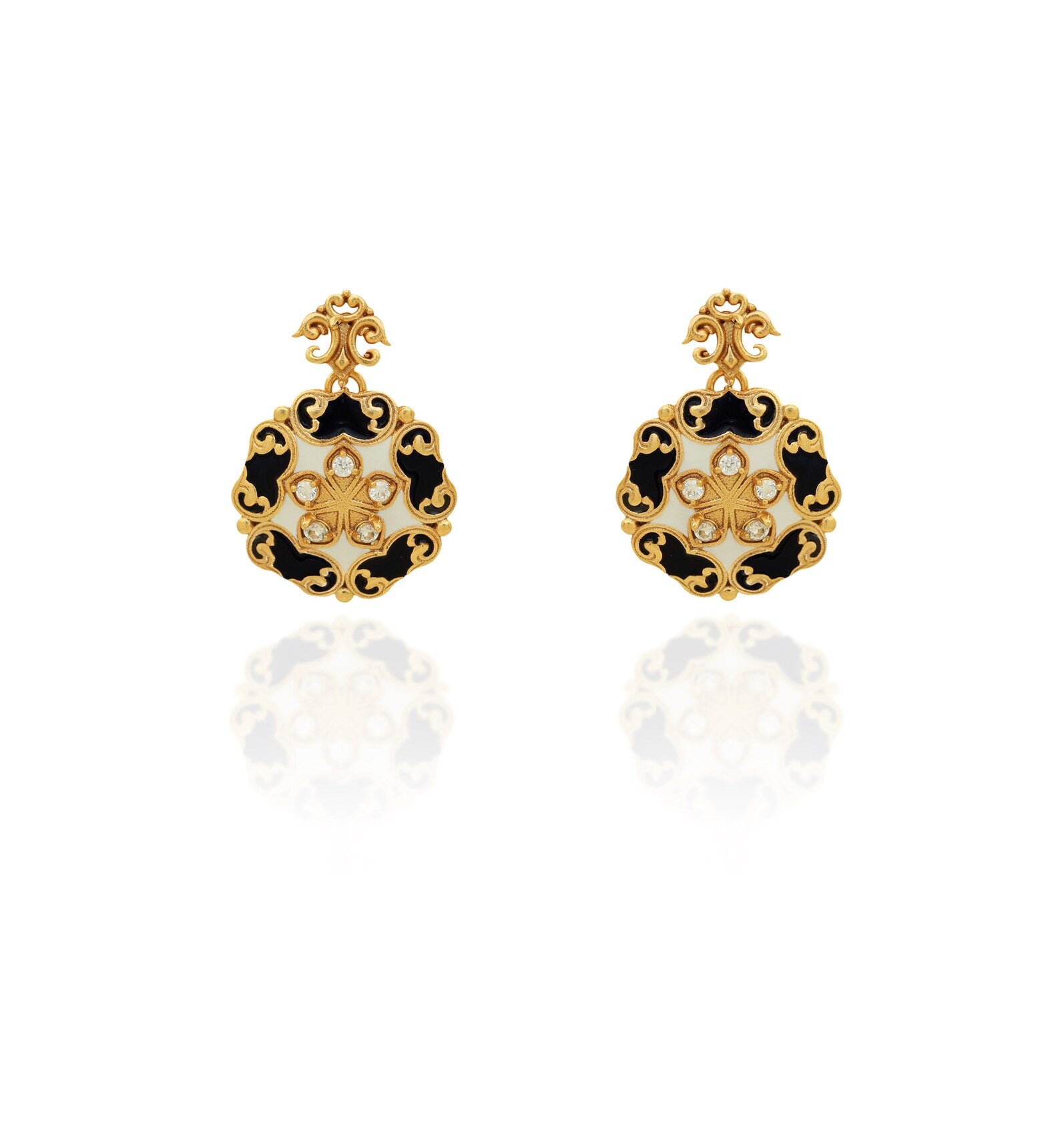 Vintage Jewellery- Black & White Enamel Earrings