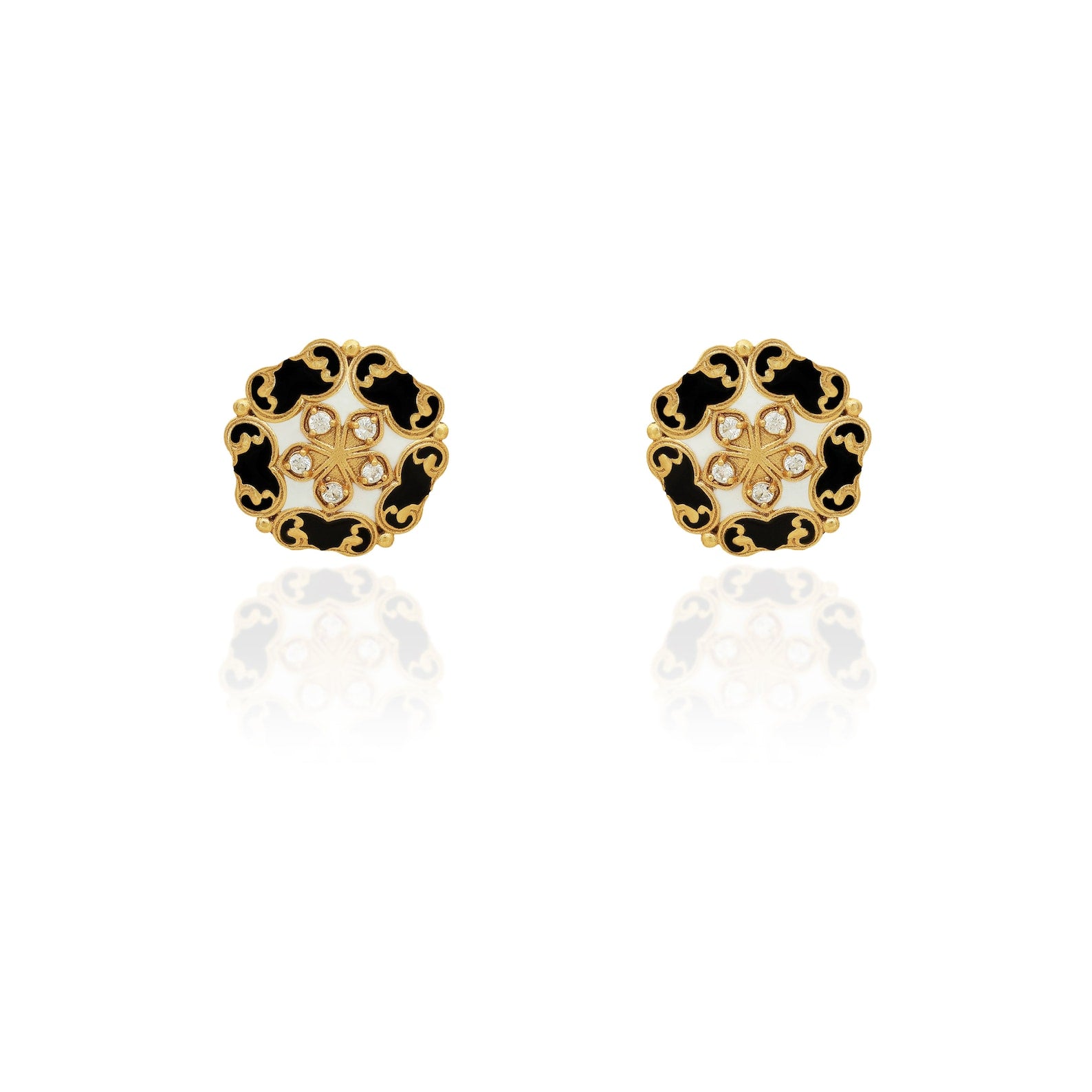 Vintage Stud Earrings | Black & White Enamel Earrings