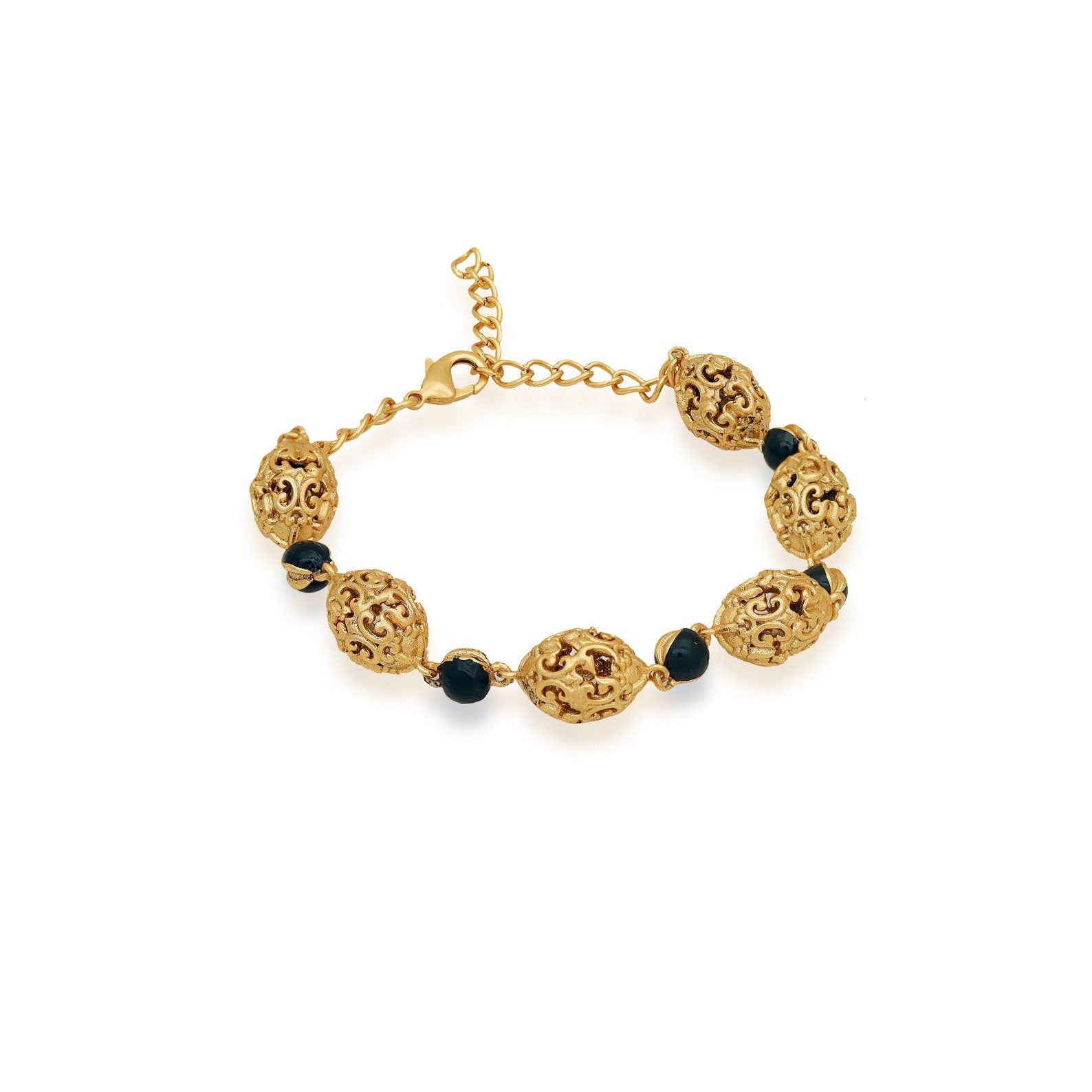 Antique Gold Baroque Bracelet - Enamel Bracelet