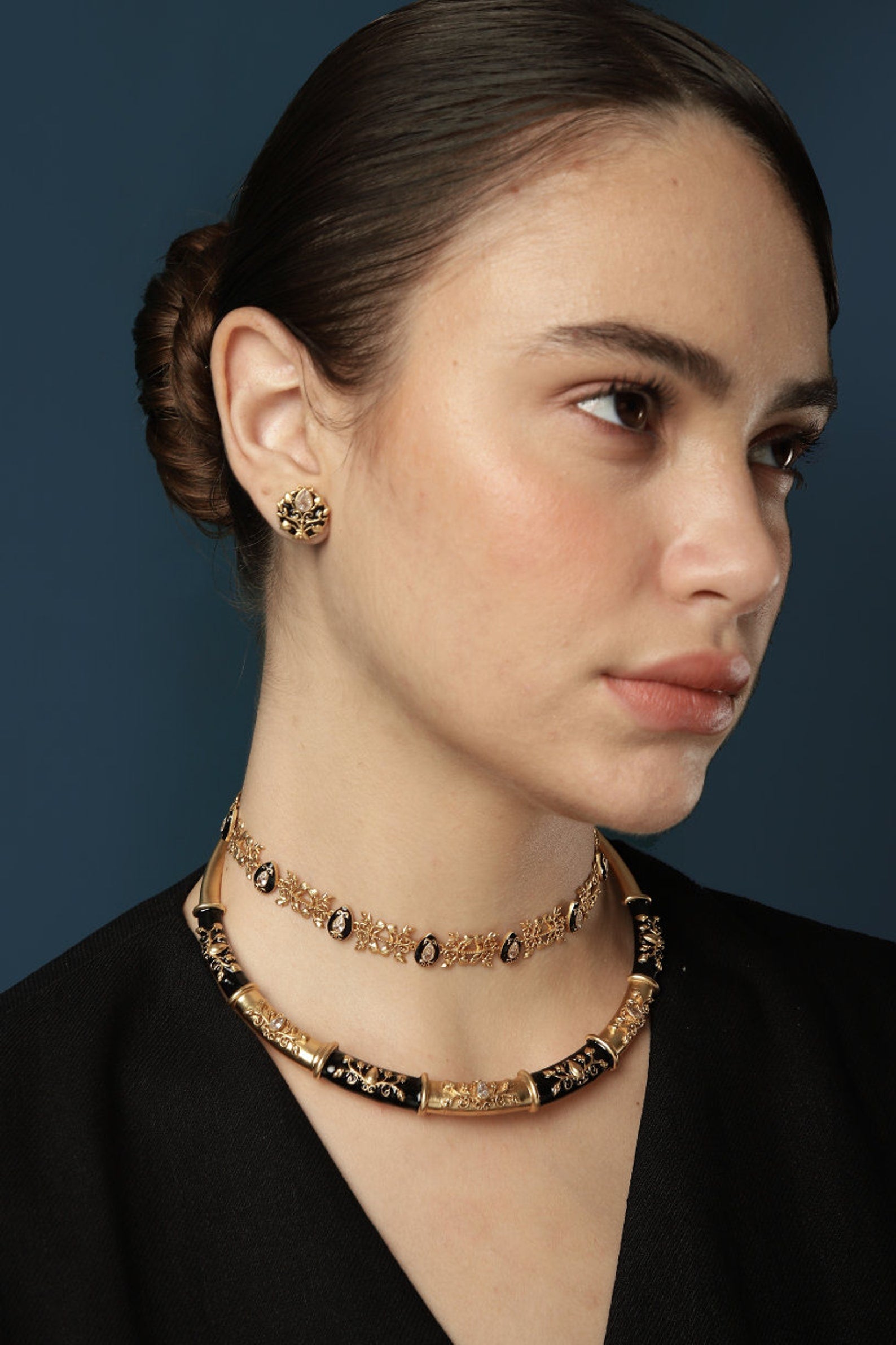 Black Stud earrings | Victorian earrings