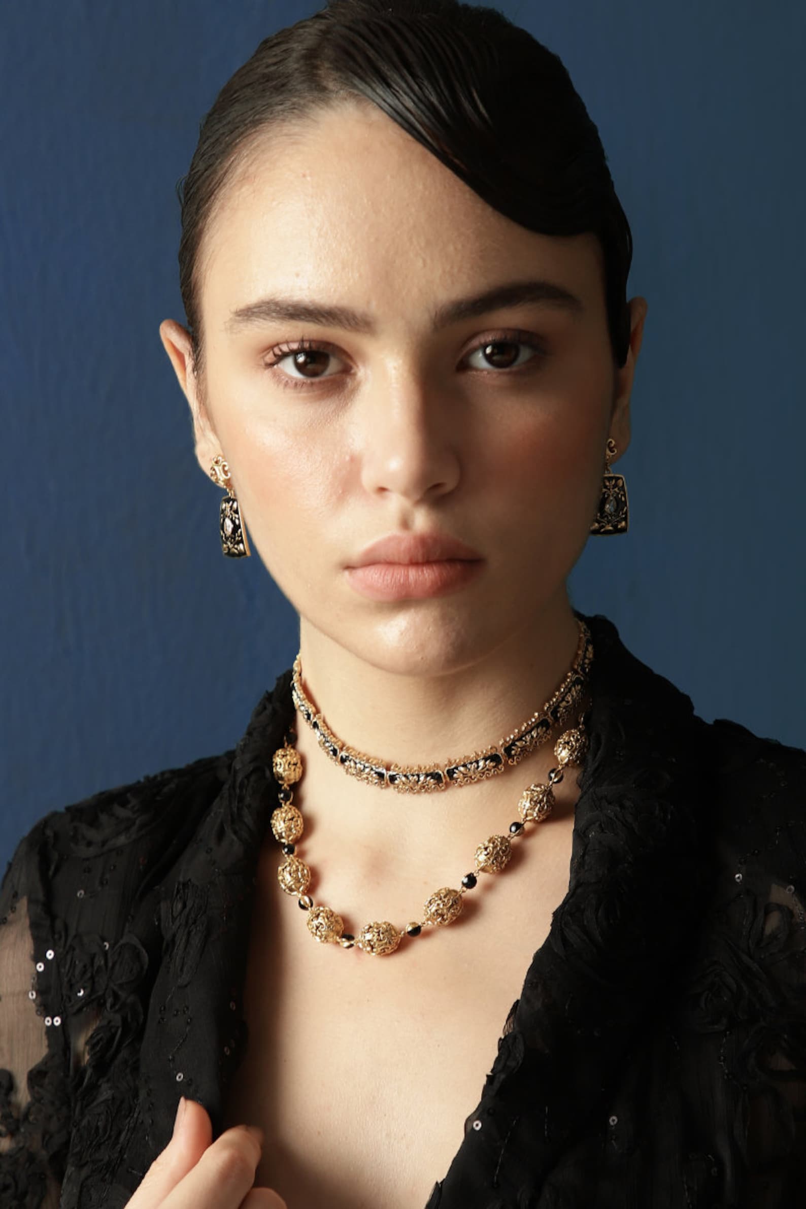 Classic Vintage Earrings | Black Enamel Earrings